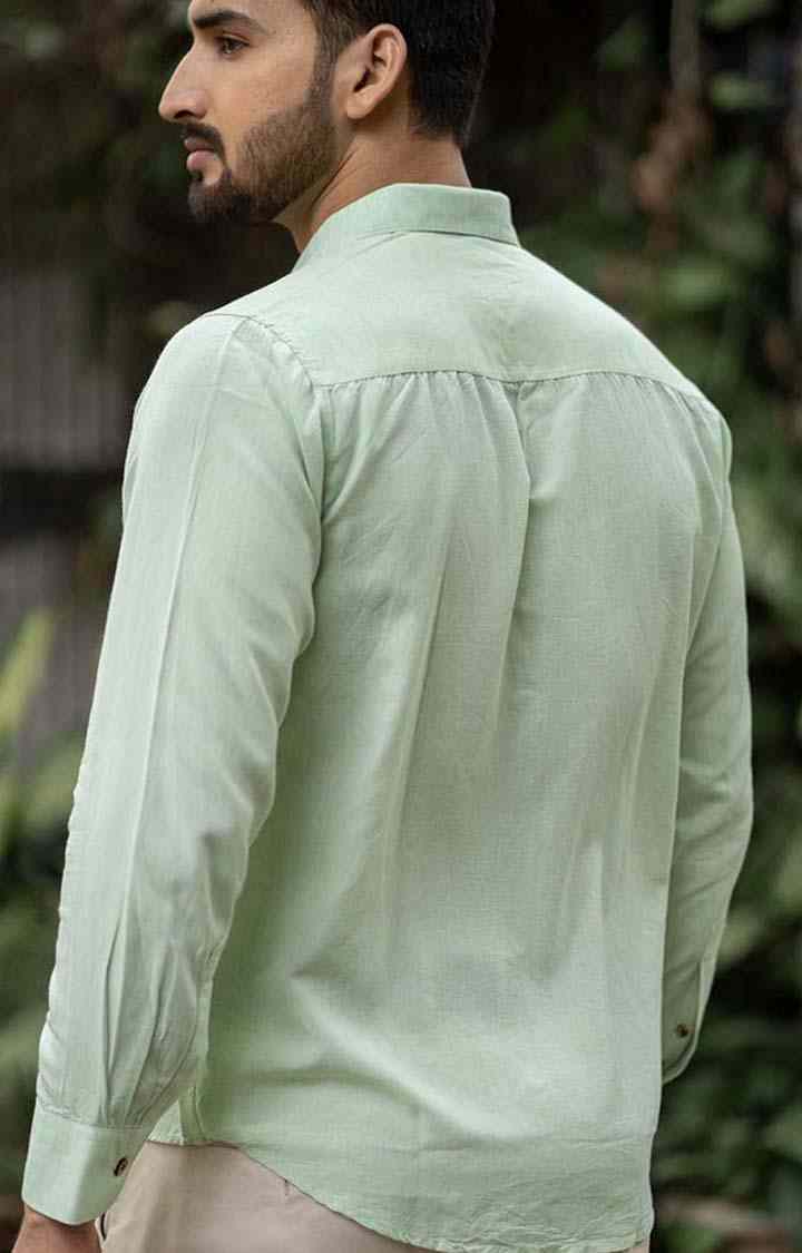 Men's Fresh Green Tencel Regular Fit  Casual Shirt