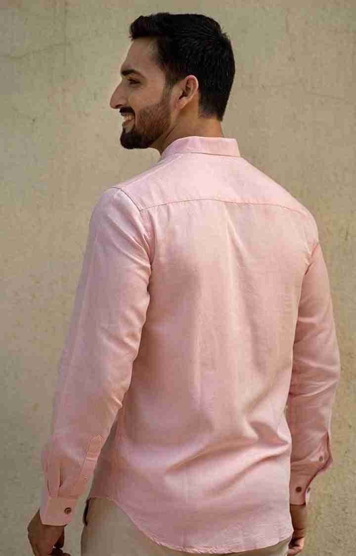 Men's Charm Pink Tencel Regular Fit  Casual Shirt