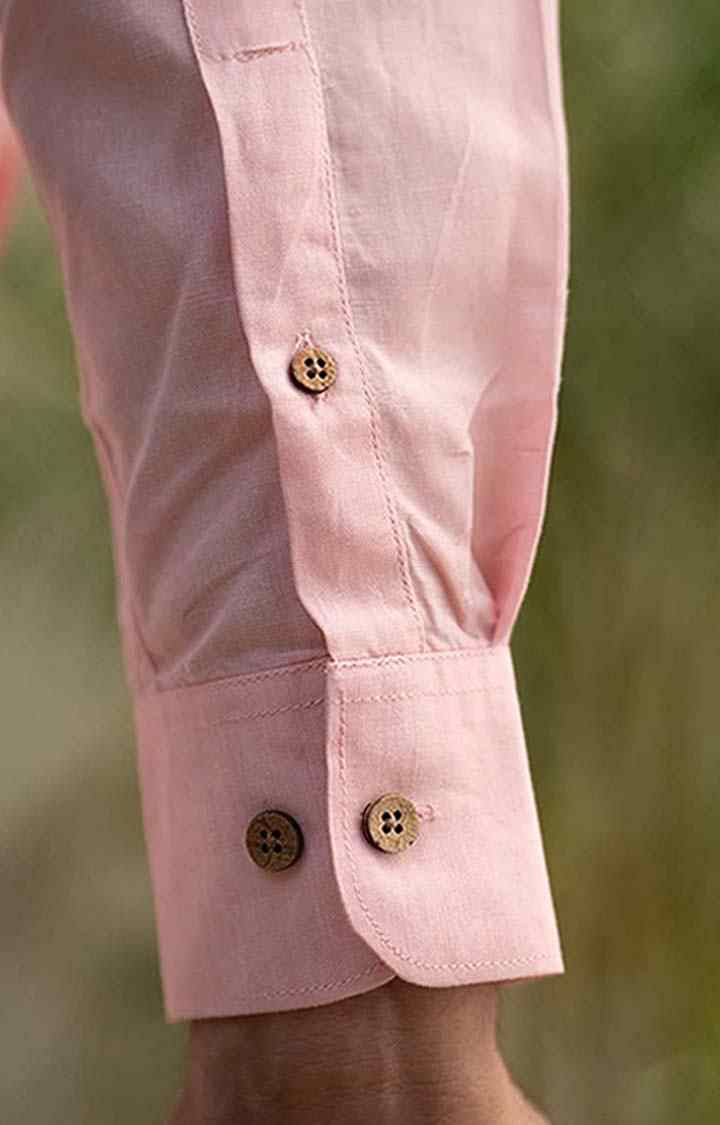 Men's Charm Pink Tencel Regular Fit  Casual Shirt