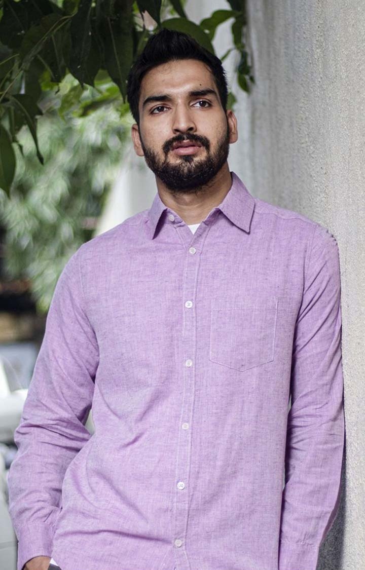 Earthy Route | Men's Lavender Tencel Regular Fit  Casual Shirt 1
