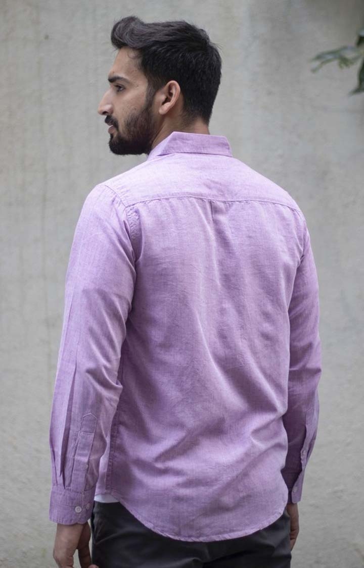 Earthy Route | Men's Lavender Tencel Regular Fit  Casual Shirt 2