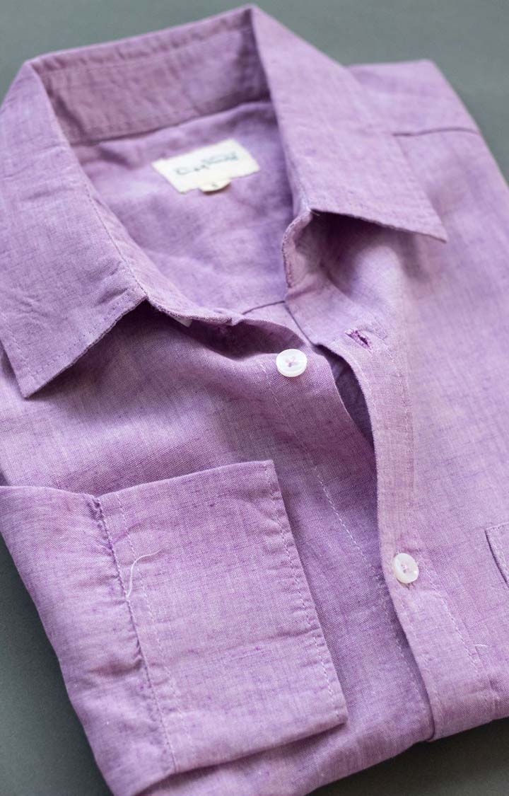 Earthy Route | Men's Lavender Tencel Regular Fit  Casual Shirt 5