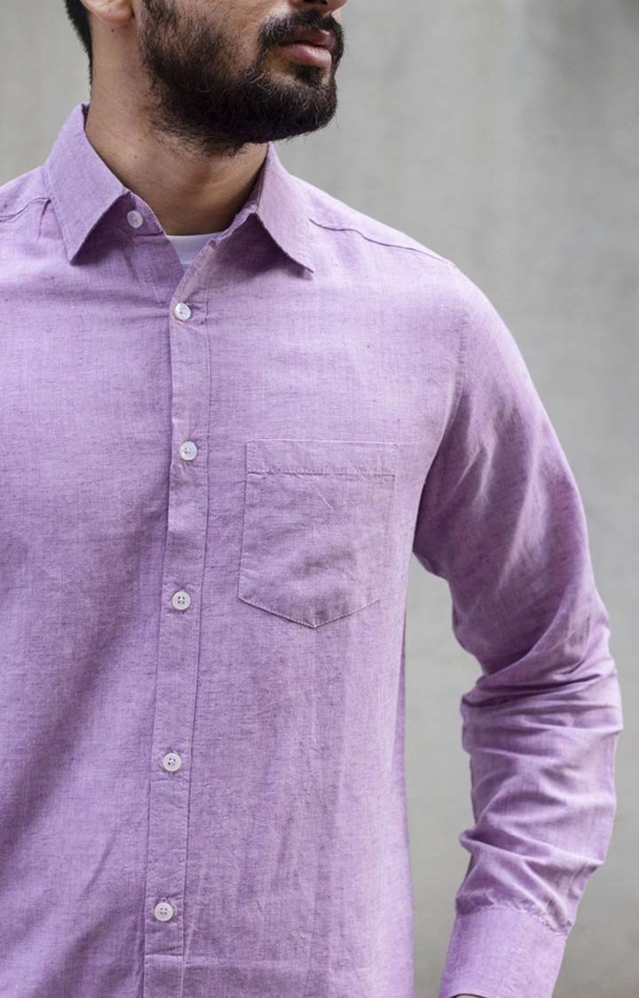 Earthy Route | Men's Lavender Tencel Regular Fit  Casual Shirt 3
