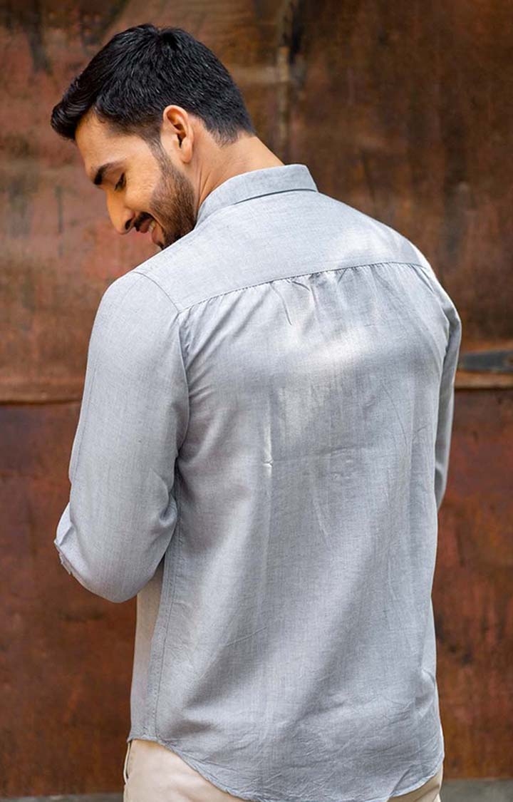 Men's Slate Grey Tencel Regular Fit  Casual Shirt