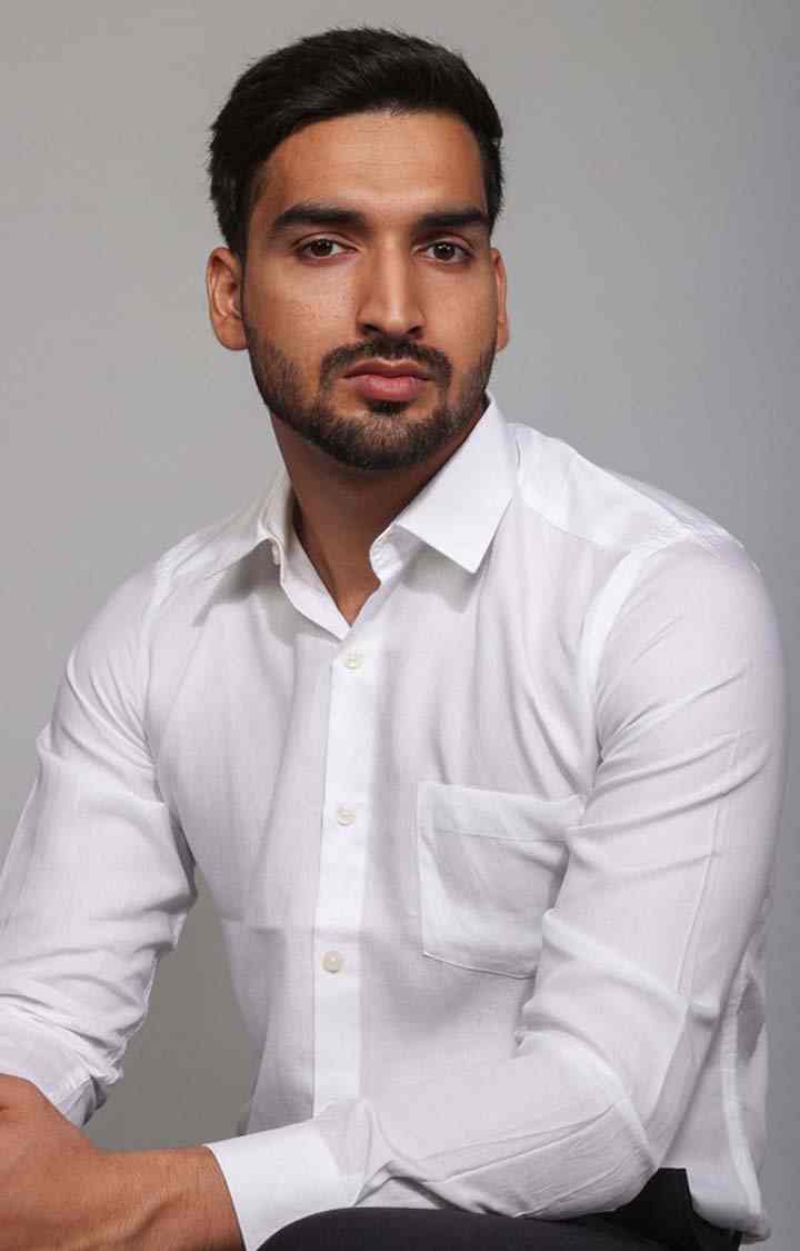 Men's White Tencel Regular Fit  Formal Shirt