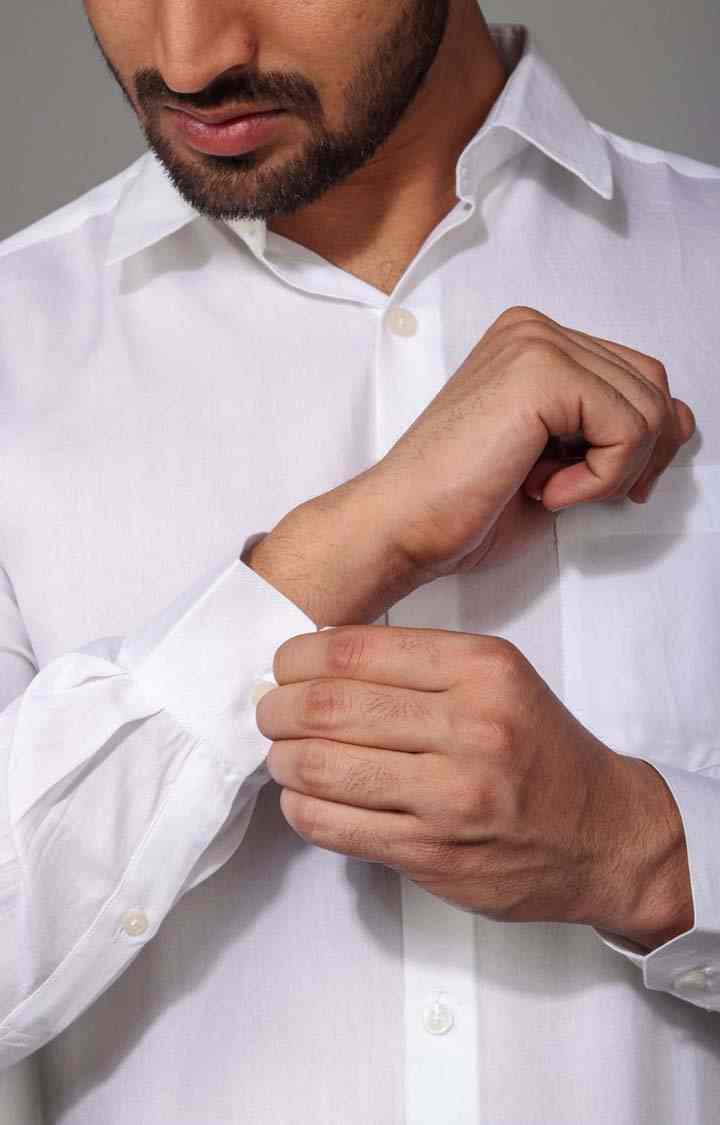 Men's White Tencel Regular Fit  Formal Shirt