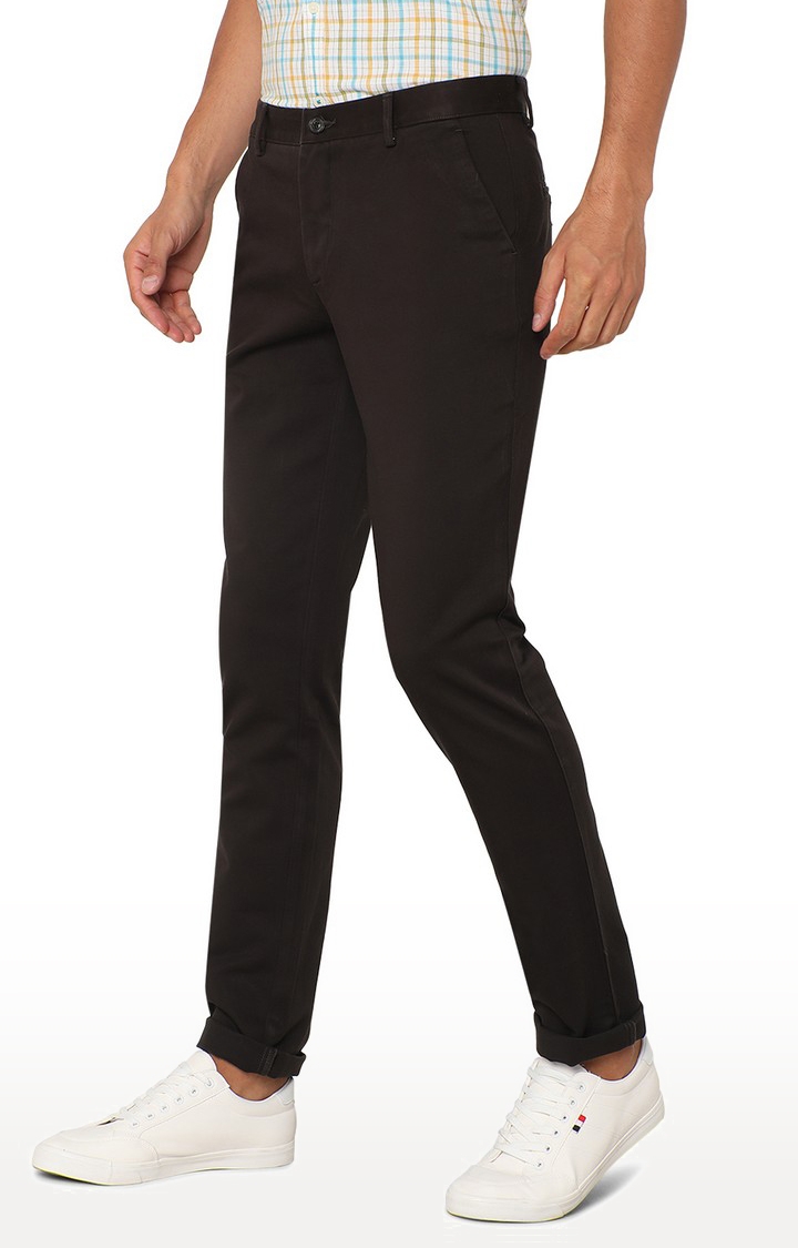 JadeBlue Sport | JBCT149/4,BLACK SELF Men's Black Cotton Solid Trousers 1