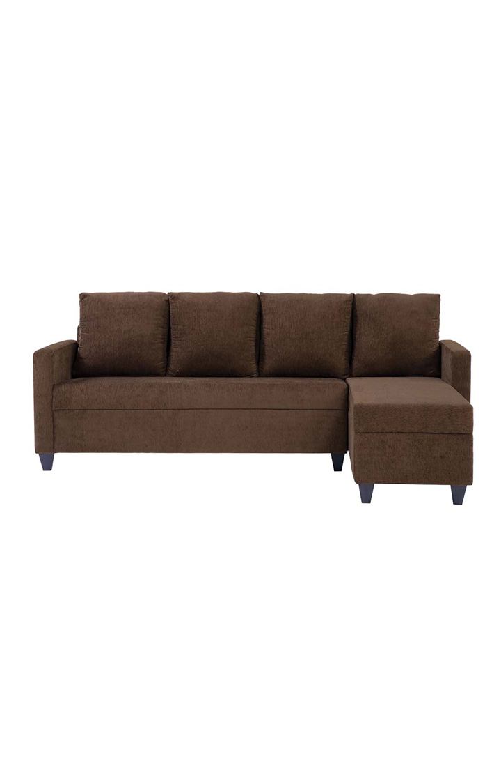 neudot Saya LHS Sectional Sofa for Living Room |6 Person Sofa| Premium Fabric with Cushioned Armrest | 12 Months Warranty| Solid Wood Frame| 6 Seater in Saya Brown Color DIY(Do-It-Yourself)