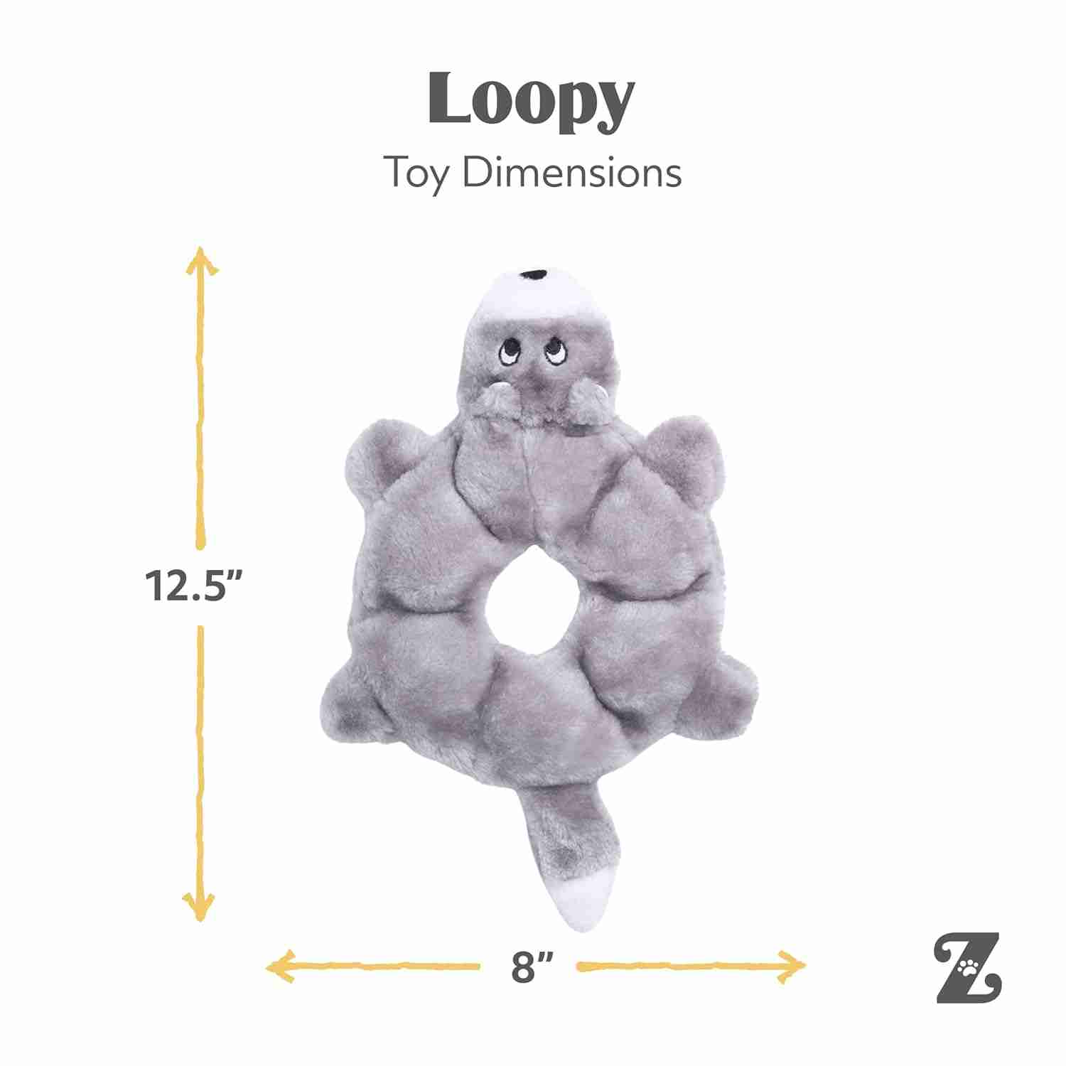 Zippy Paws Loopy Wolf Plush Toy for Dogs