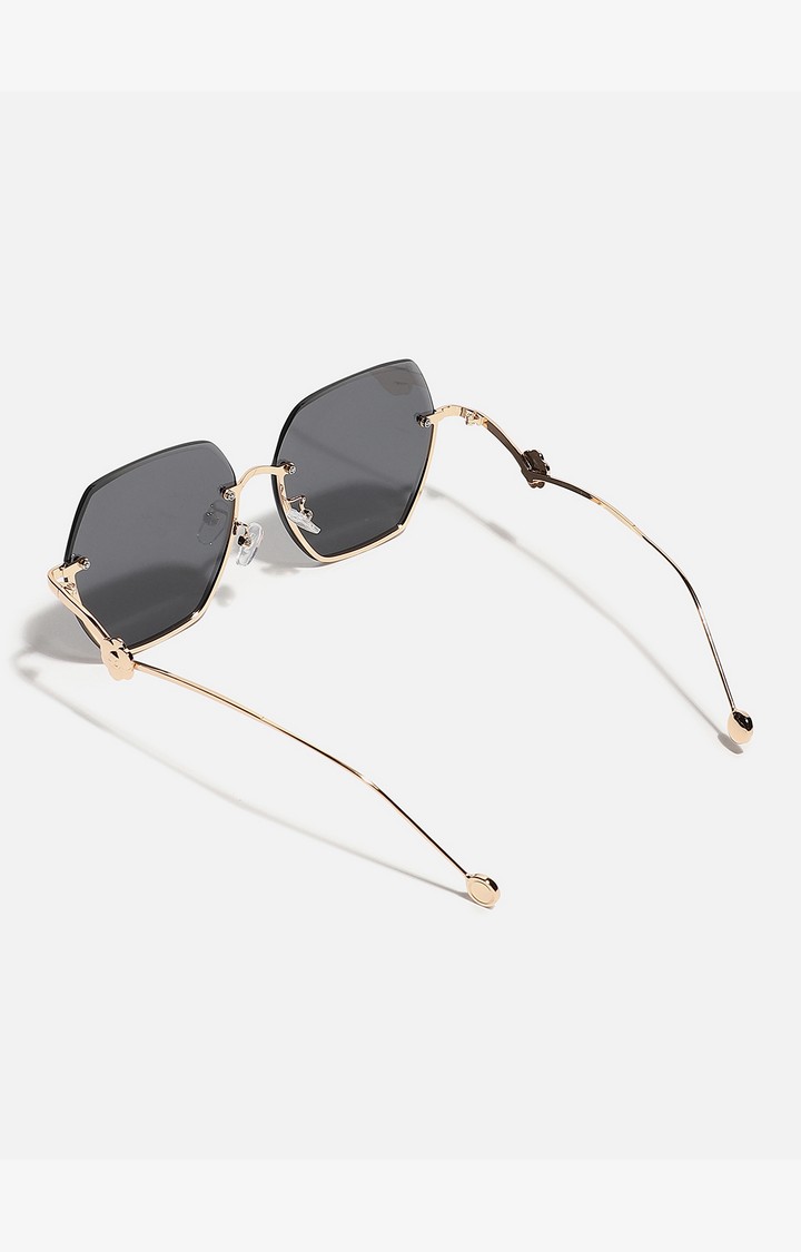 Haute Sauce By Campus Sutra Women Black Lens & Gold-Toned Oversized Sunglasses With Polarised Lens