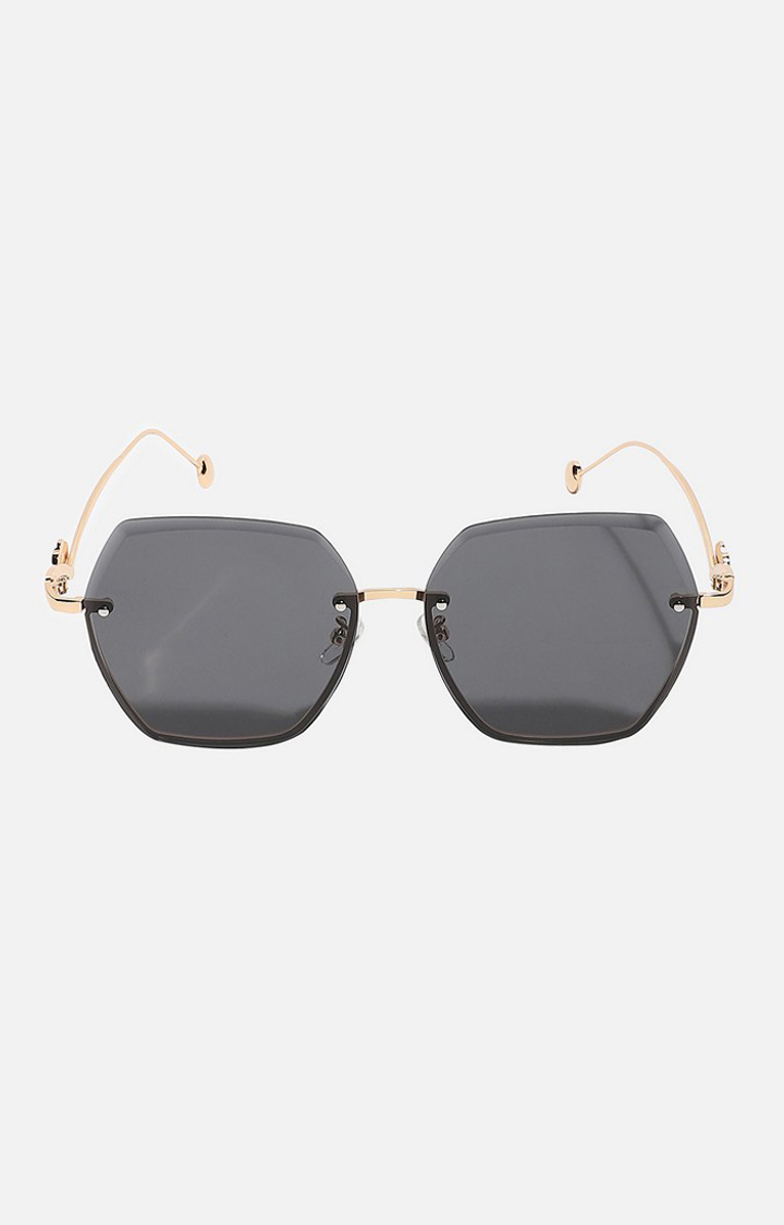Haute Sauce By Campus Sutra Women Black Lens & Gold-Toned Oversized Sunglasses With Polarised Lens