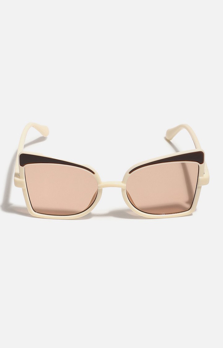 Haute Sauce By Campus Sutra Women Brown Lens & Gold-Toned Butterfly Sunglasses With Polarised Lens