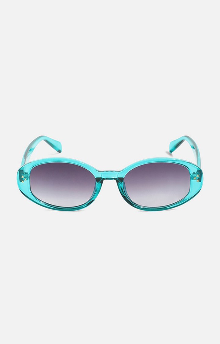 French Accent By Campus Sutra Men Grey Lens & Blue Oval Sunglasses With Uv Protected Lens