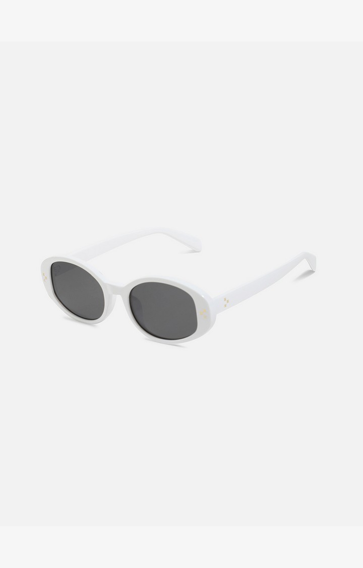 French Accent By Campus Sutra Men Black Lens & White Oval Sunglasses With Uv Protected Lens