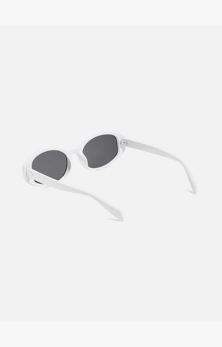 French Accent By Campus Sutra Men Black Lens & White Oval Sunglasses With Uv Protected Lens