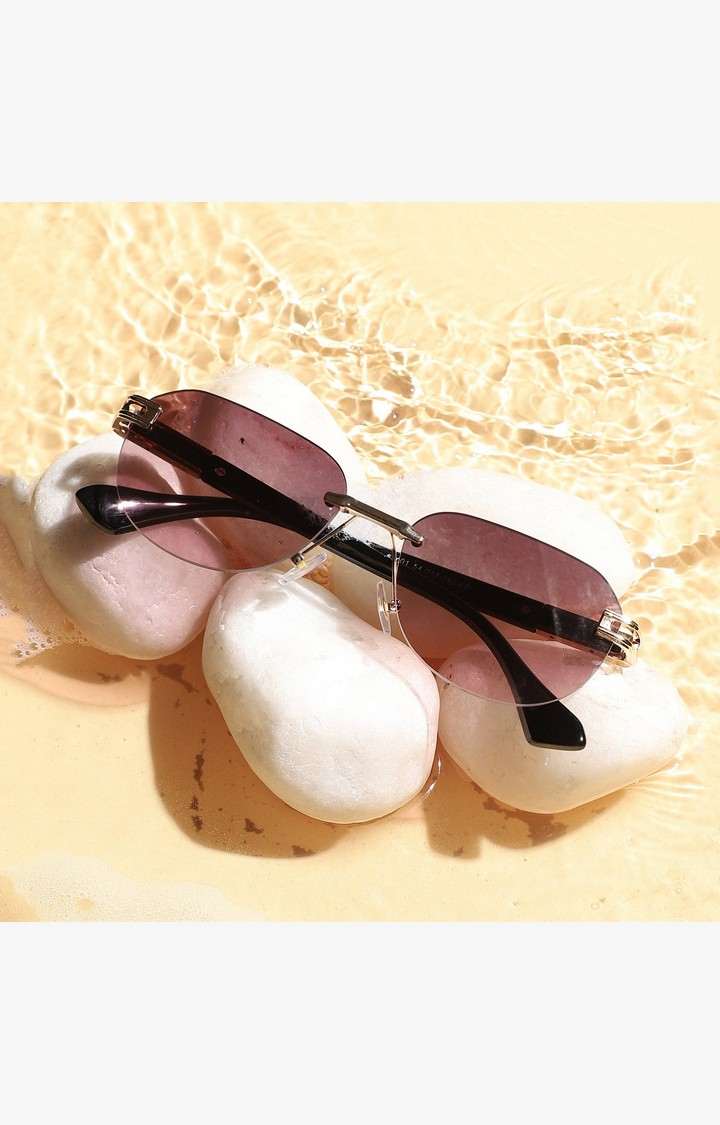 French Accent By Campus Sutra Men Brown Lens & Black Rectangle Sunglasses With Uv Protected Lens