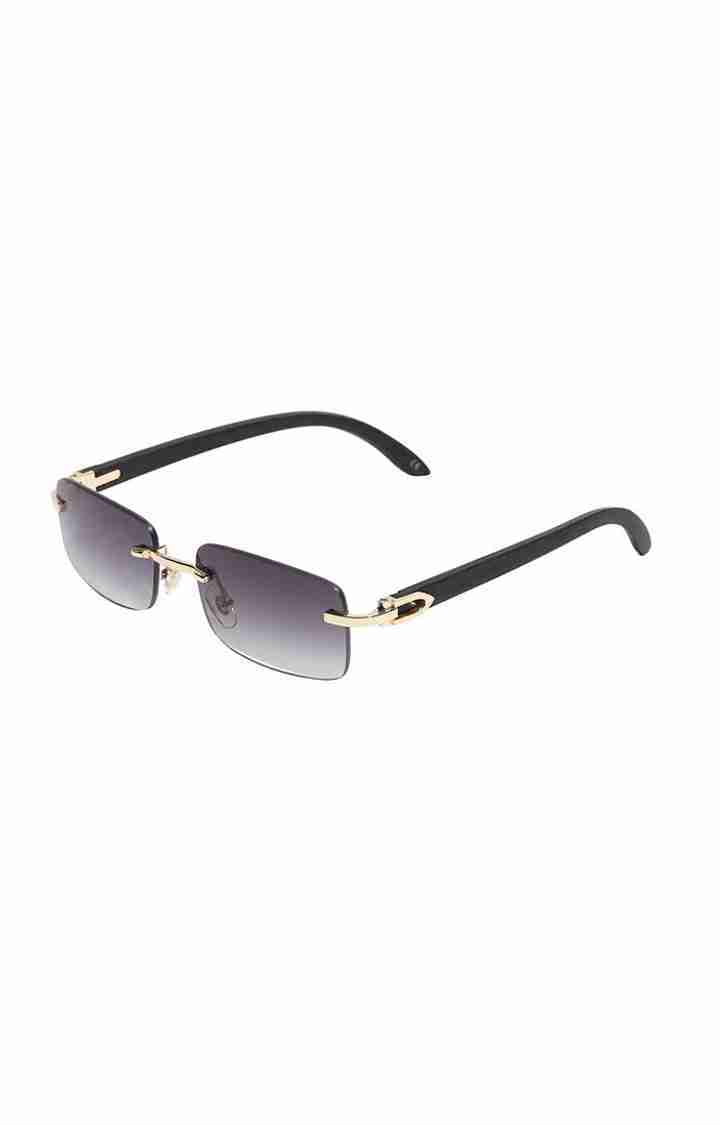 French Accent By Campus Sutra Men Grey Lens & Black Rectangle Sunglasses With Uv Protected Lens