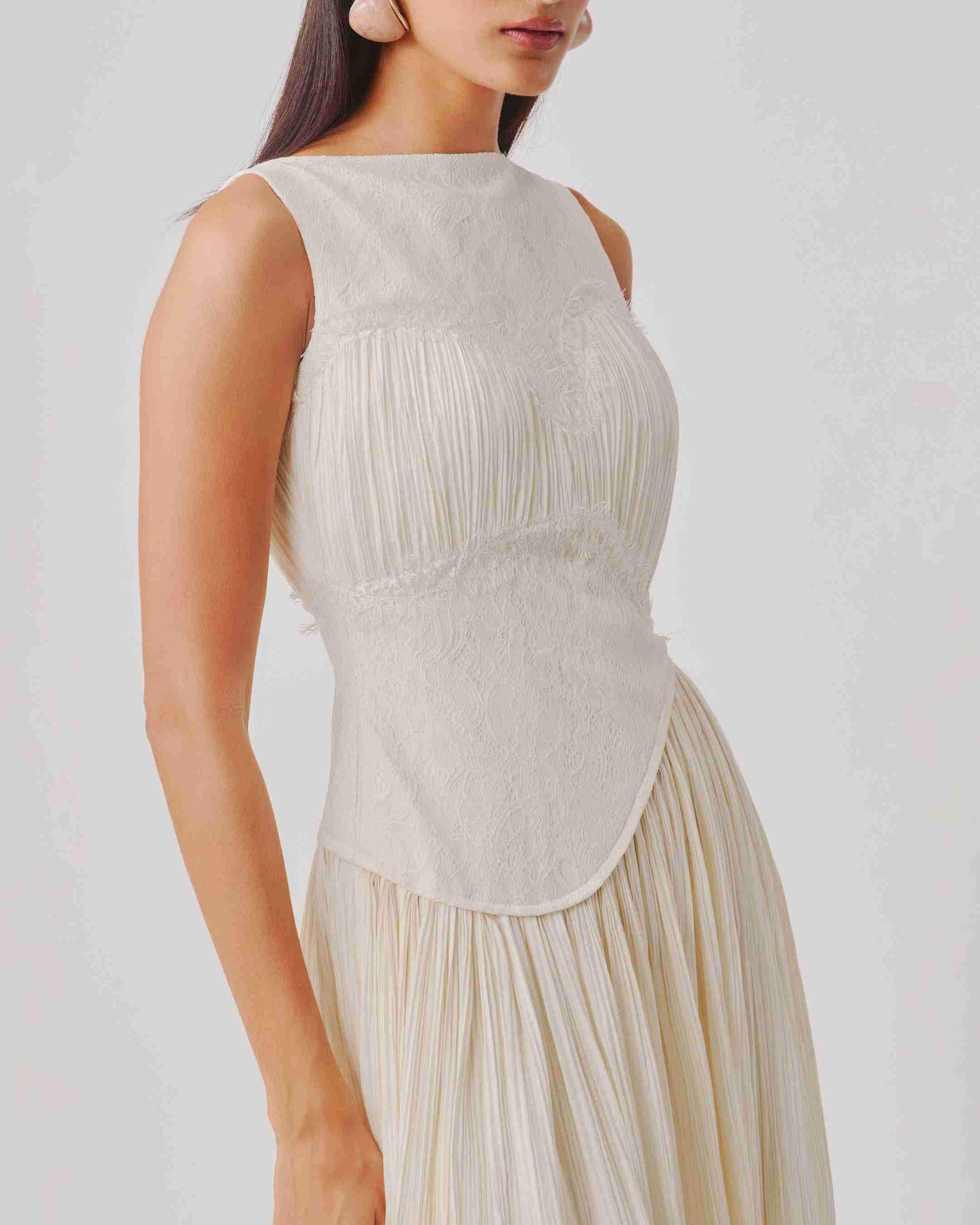 Ivory Ruched Corset Dress