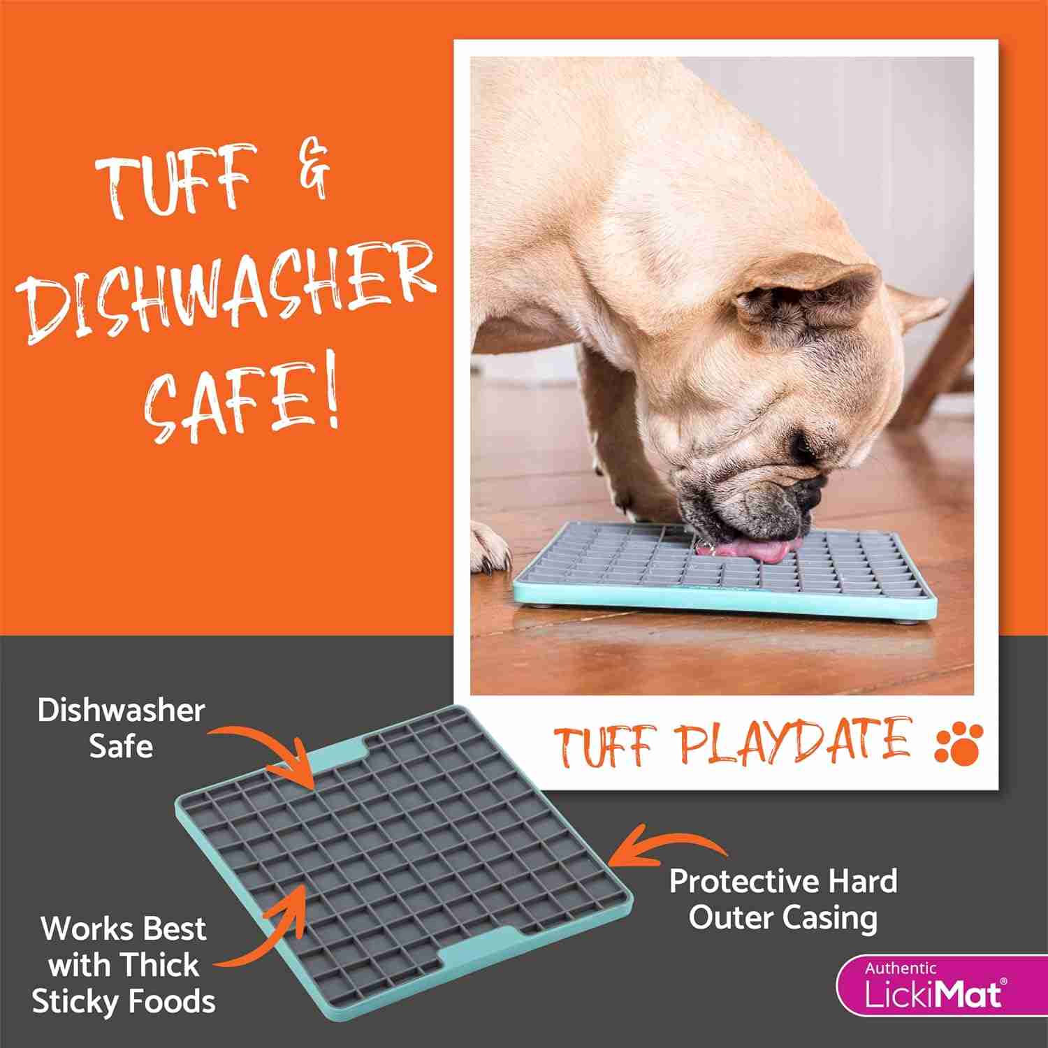LickiMat Tuff Playdate Slow Feeder for Dogs (Turquoise)