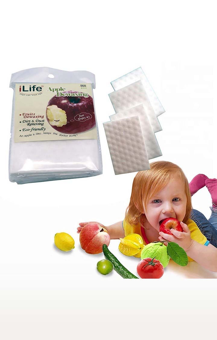 iLife | iLife Apple and Fruit Dewaxing Cleaning Reusable Sponge for Removing Any Harmful Chemicals or Wax 4pcs Pack 4