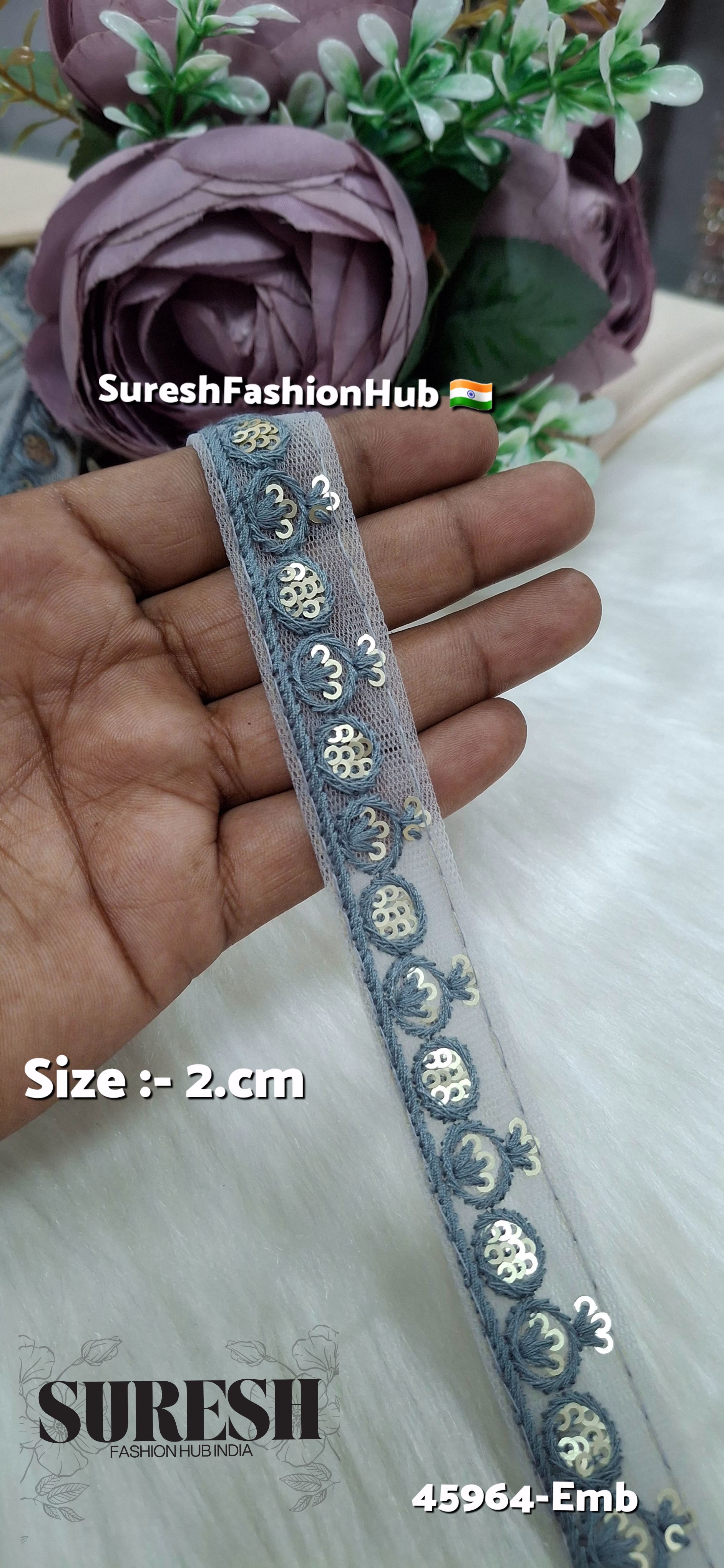  Tone-on-Tone Net Embroidery Lace