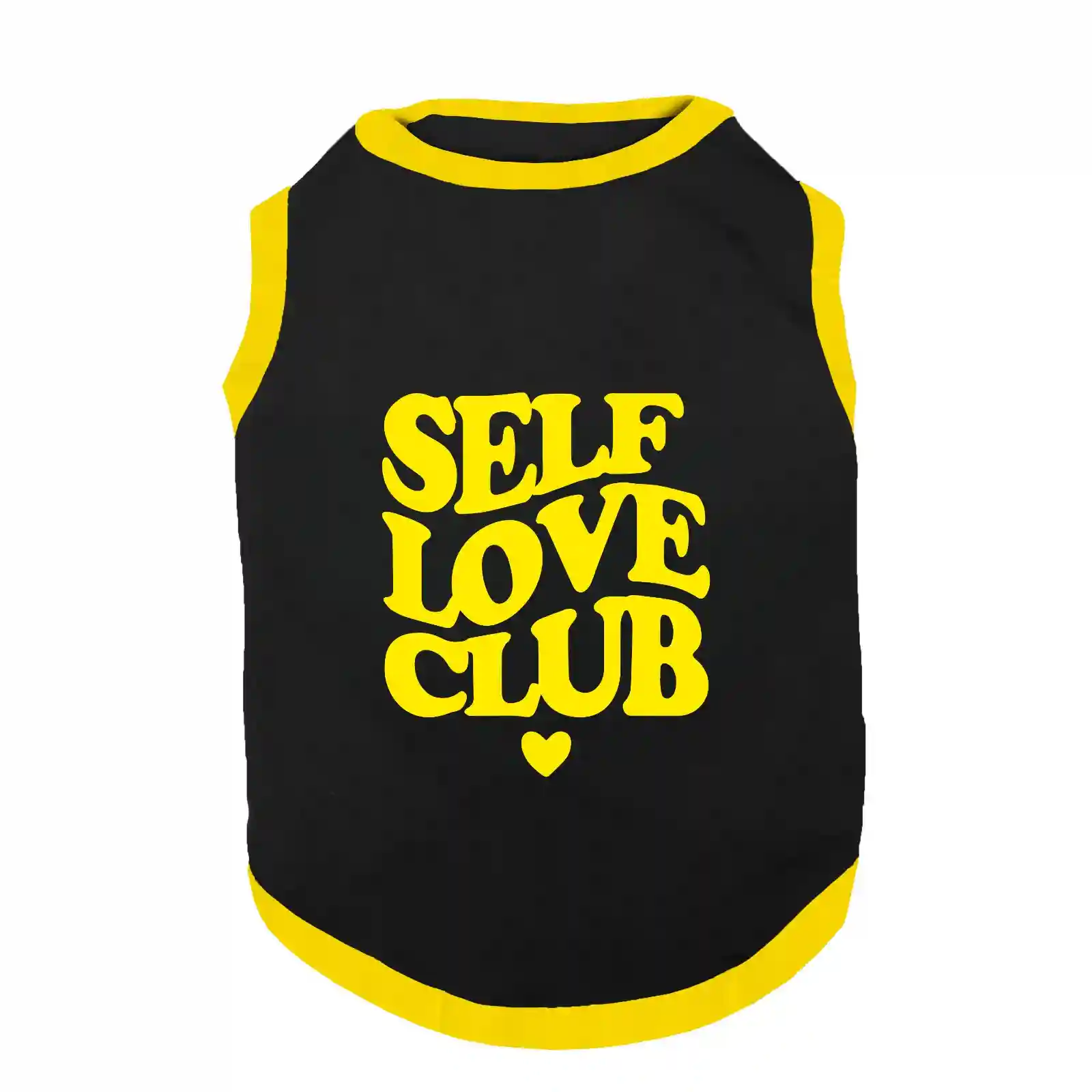 PawsIndia Ribbed Sleeves Printed Dog T-Shirt, Self Love Club (Black)