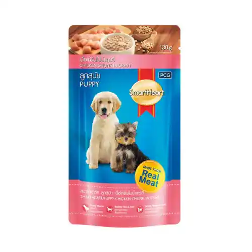 Smart Heart Pouch Wet Puppy Dog Food Chicken Chunk in Gravy, 130g