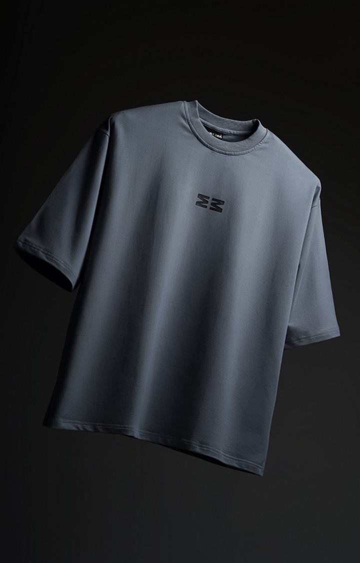 Unisex Fall & Rise Grey Printed Oversized T-Shirt