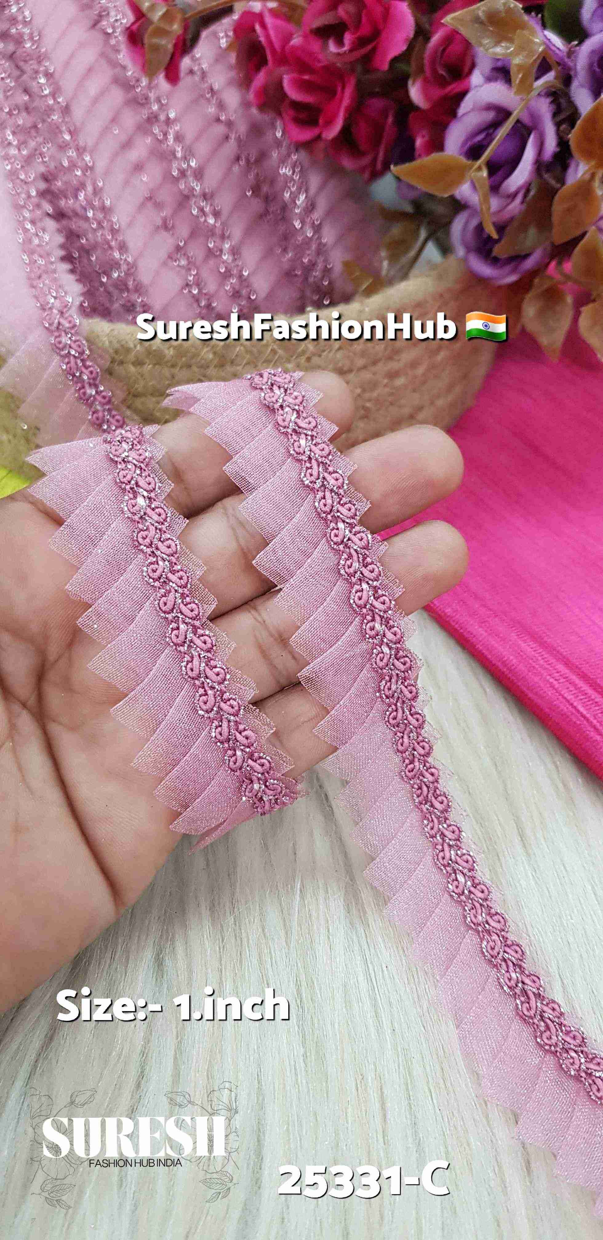 One Side Scallop Organza Jhalar Mulberry Lace | 25331-C