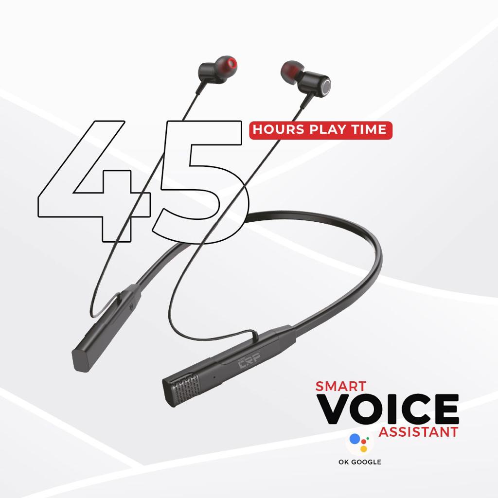 Super CRP CR BT G1 with upto 20 Hours Playback & ASAP Charge Bluetooth Headset  (Black Grey, In the Ear)