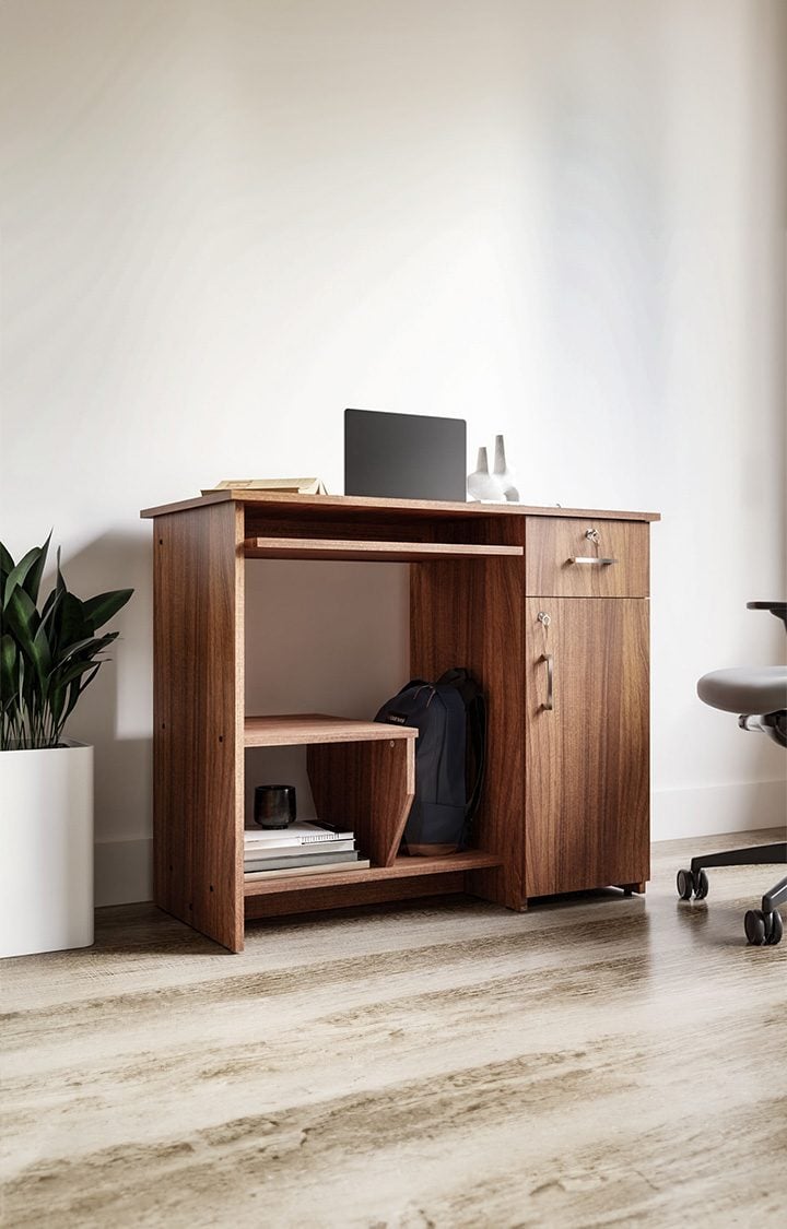 neudot Relish Engineered Wood Study Table | Multi-Purpose Study Table | Computer Table for Students | Office Table with Drawers | Desk for Work from Home | 1 Year Warranty - Leon Teak