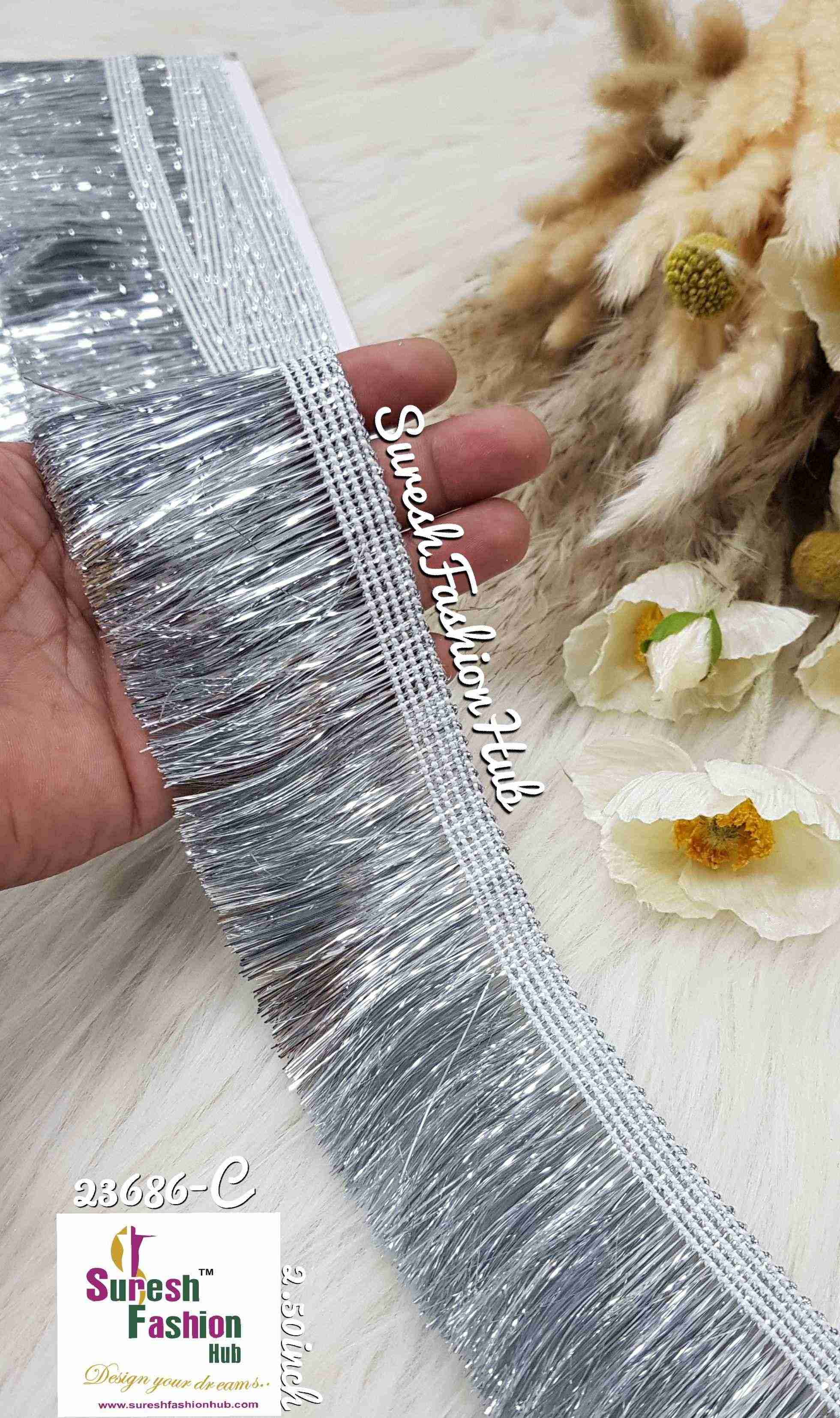 Shimmer Silver Tassel Trimming