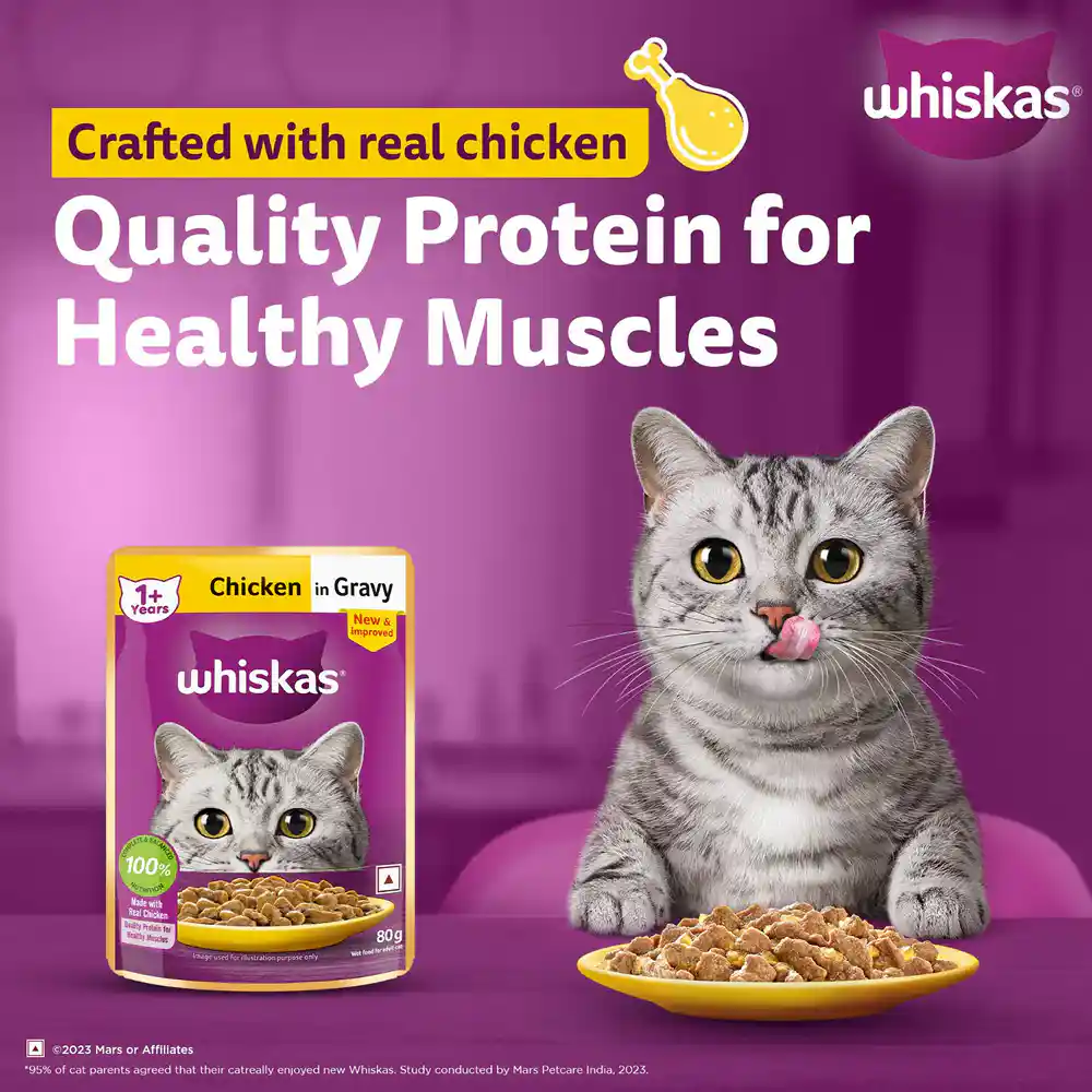 Whiskas Adult Chicken In Gravy Cat Wet Food, 85g