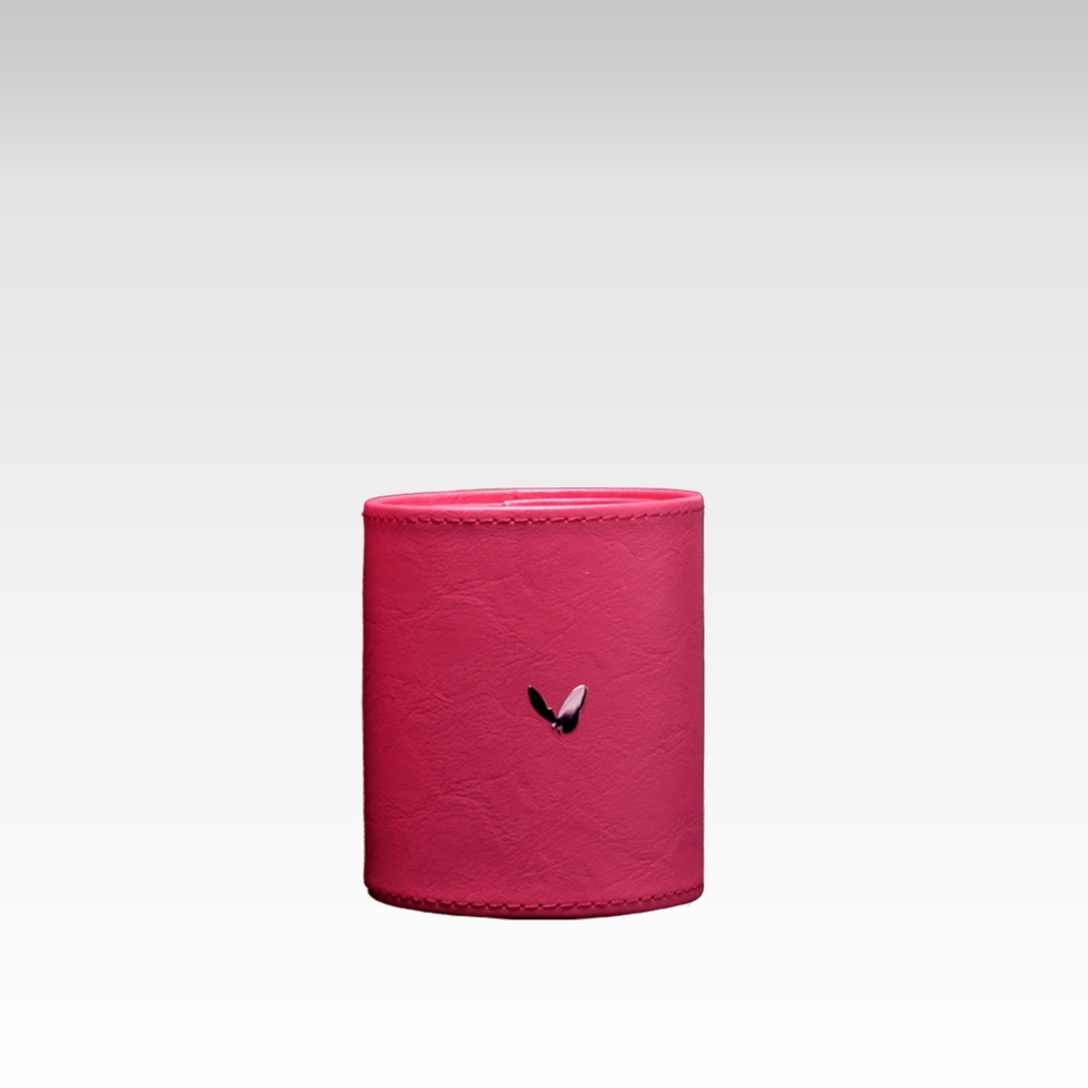 Pen/Pencil Holder |Round | Faux Leather | Himalaya Series | Pink | Small