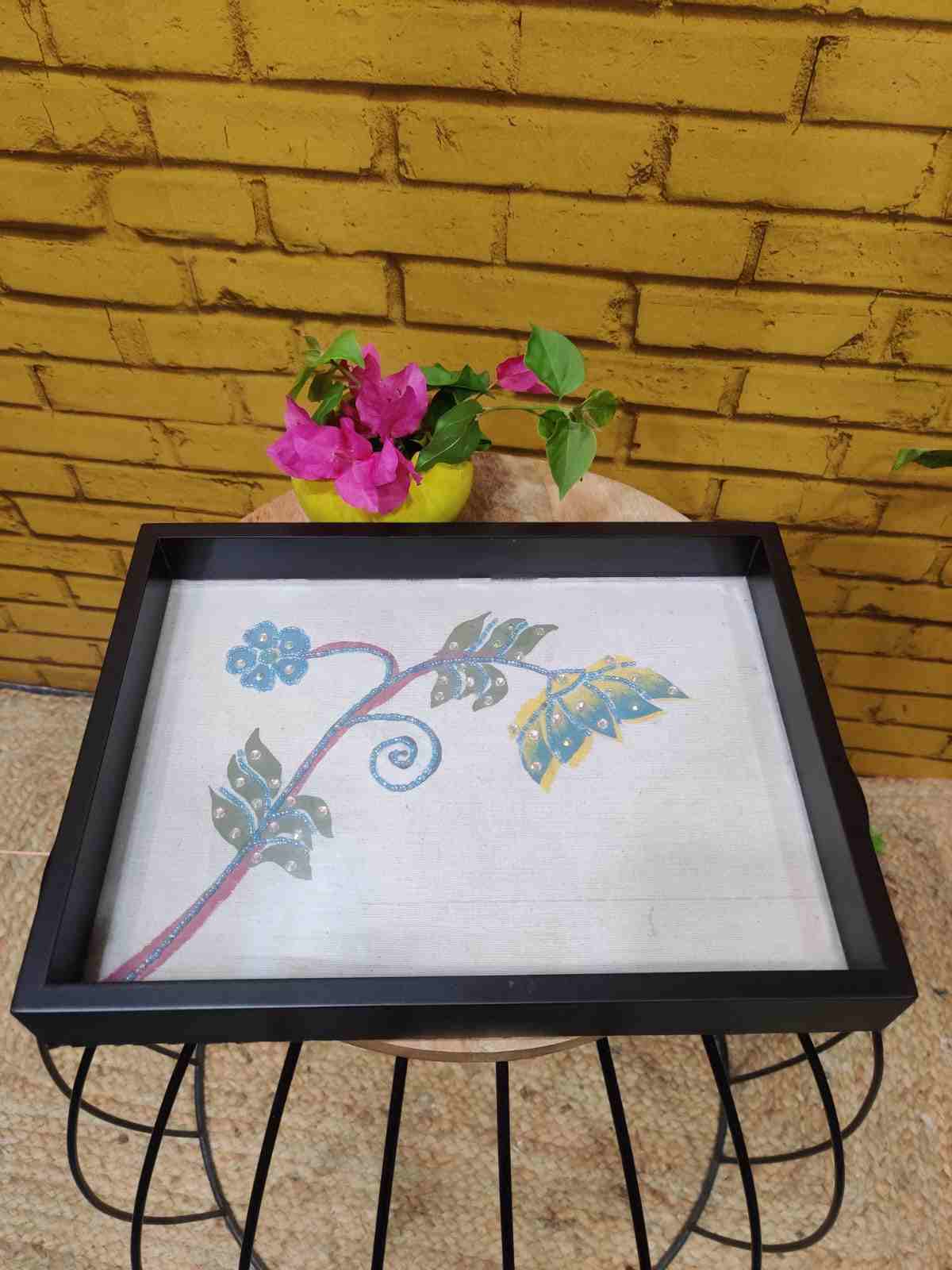 Floral Handpainted Wooden Tray