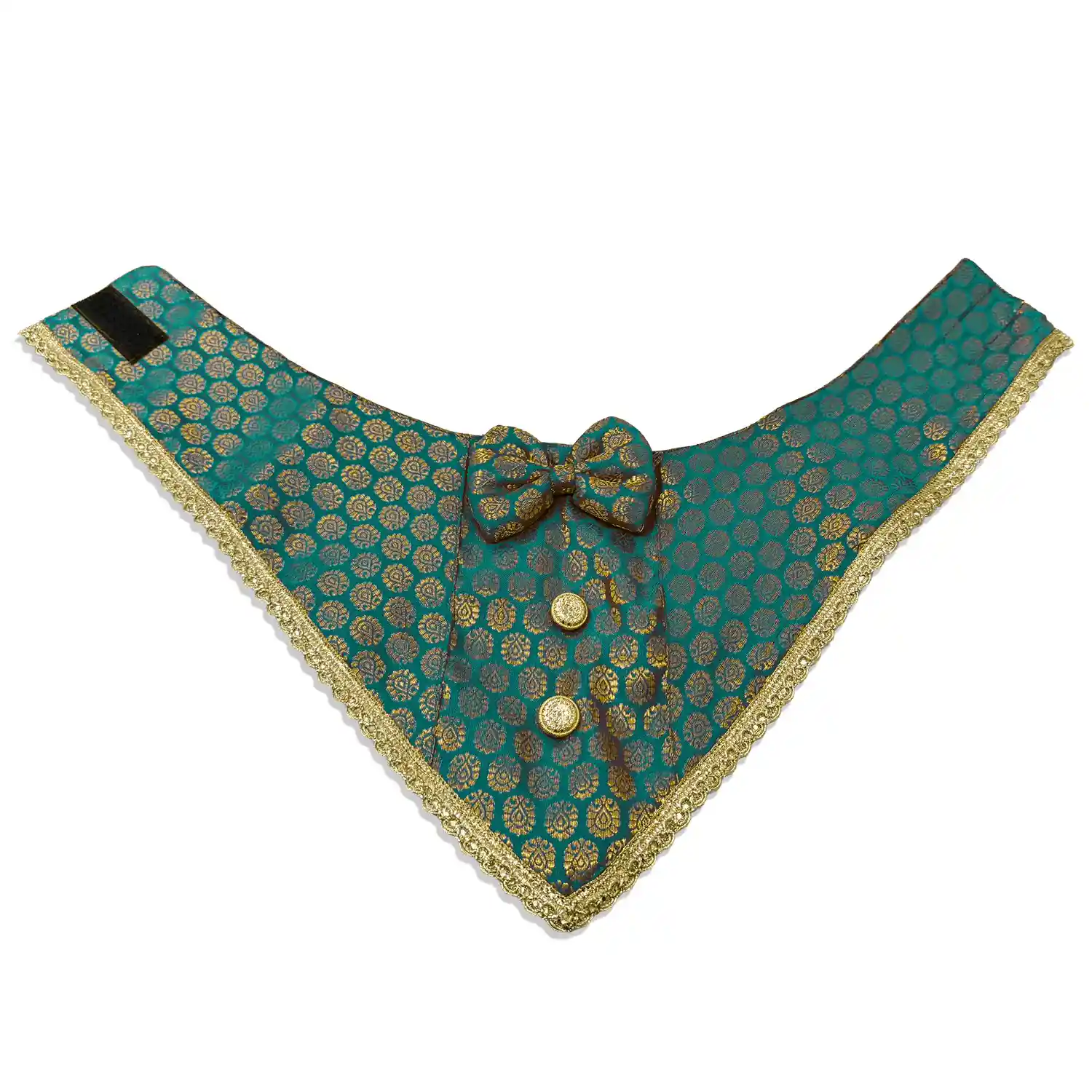 PawsIndia Traditional Royal Brocade Tuxedo For Pets - Aqua Green| Ethnic Festive Wear