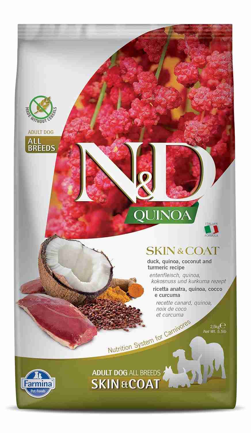 Farmina N & D Quinoa Animal Monoprotein Dog Skin & Coat Adult Medium and Maxi 2.5Kg