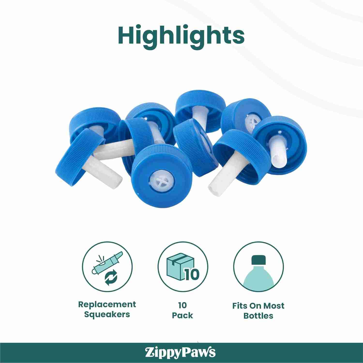 Zippy Paws Replacement Squeakers Water Bottle Cap Plush Toy for Dogs