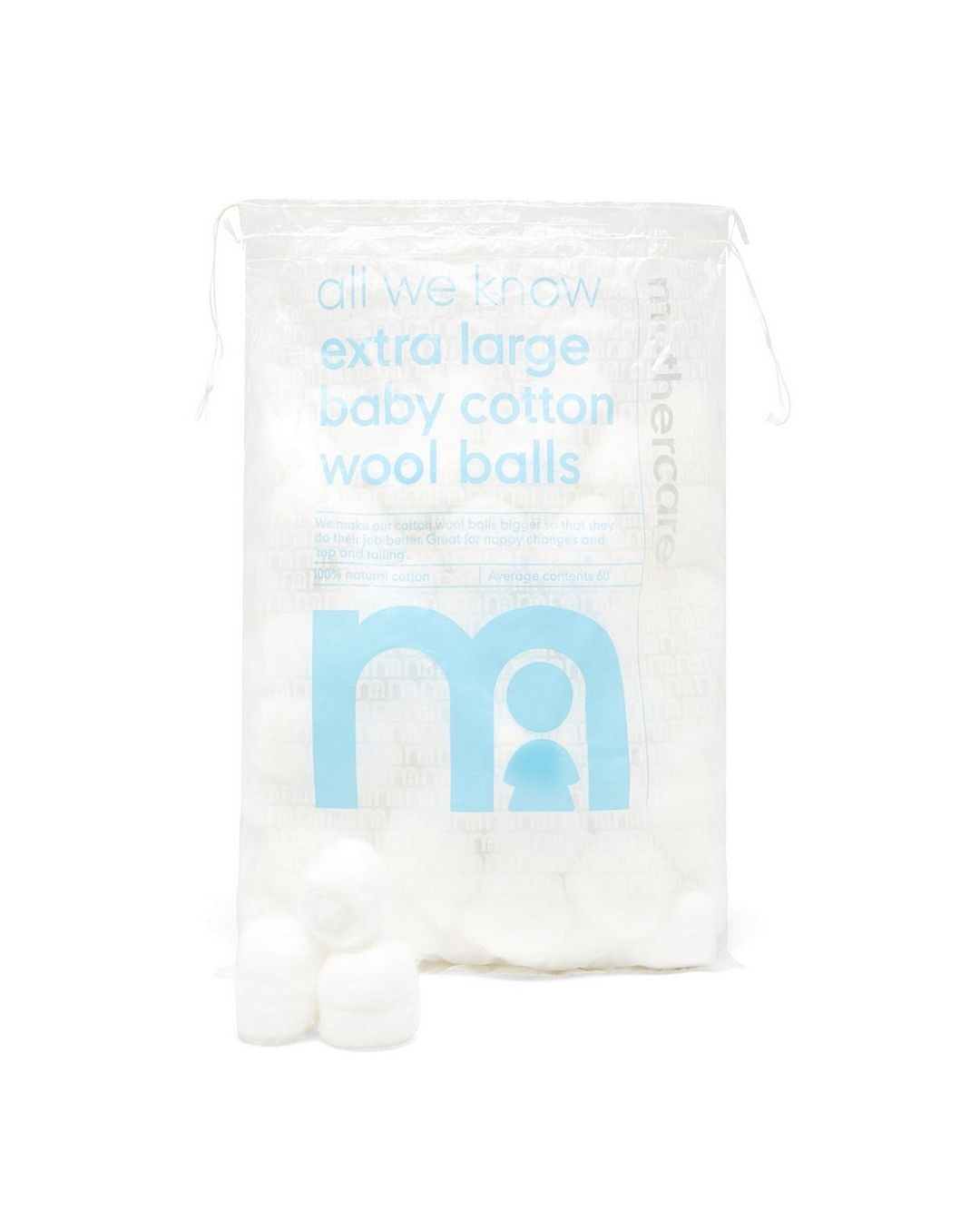 Mothercare | White Extra Large Cotton Wool Balls - Set of 60 0