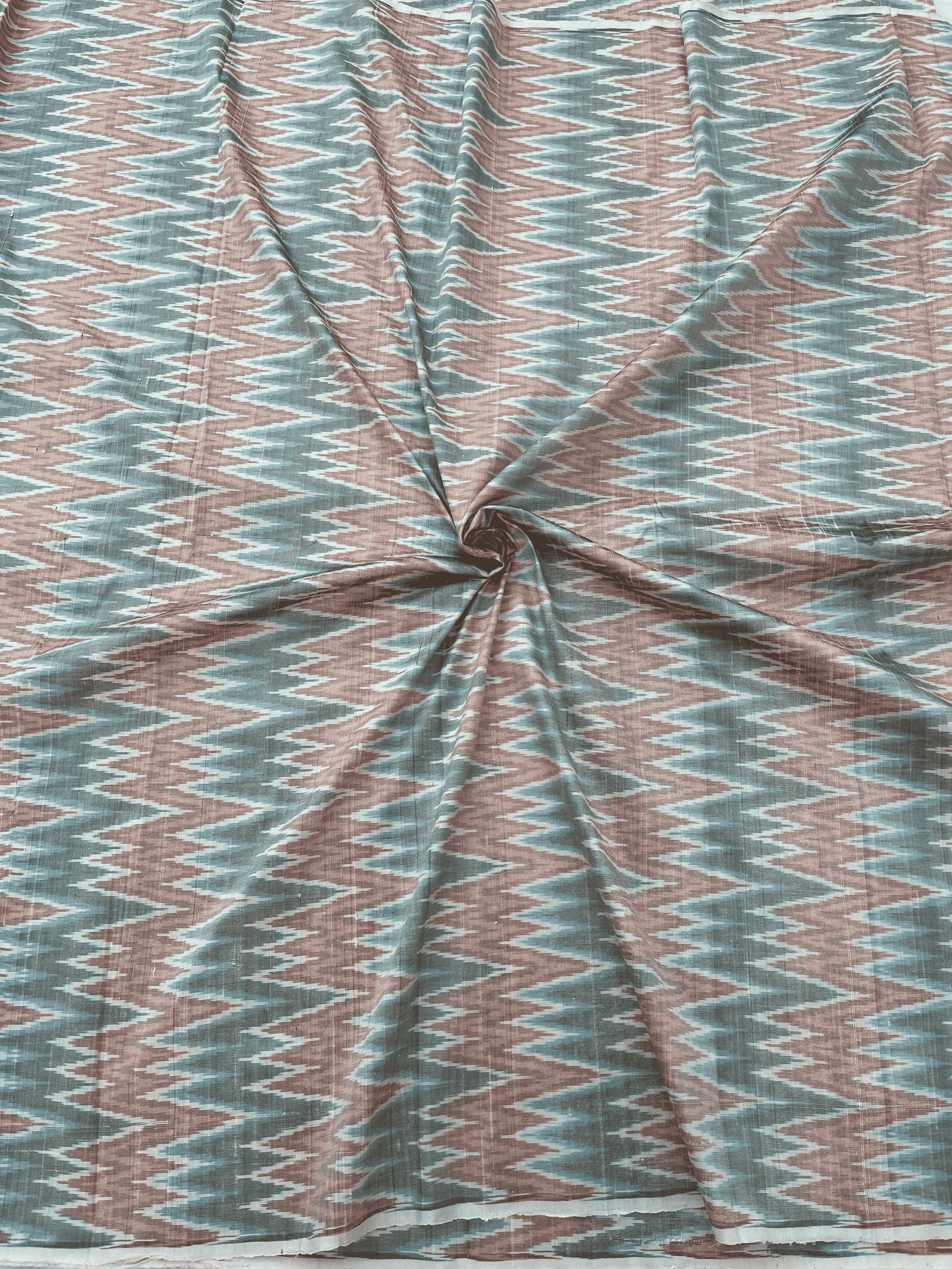 Raw Silk Handwoven Zig Zag Ikat Fabric