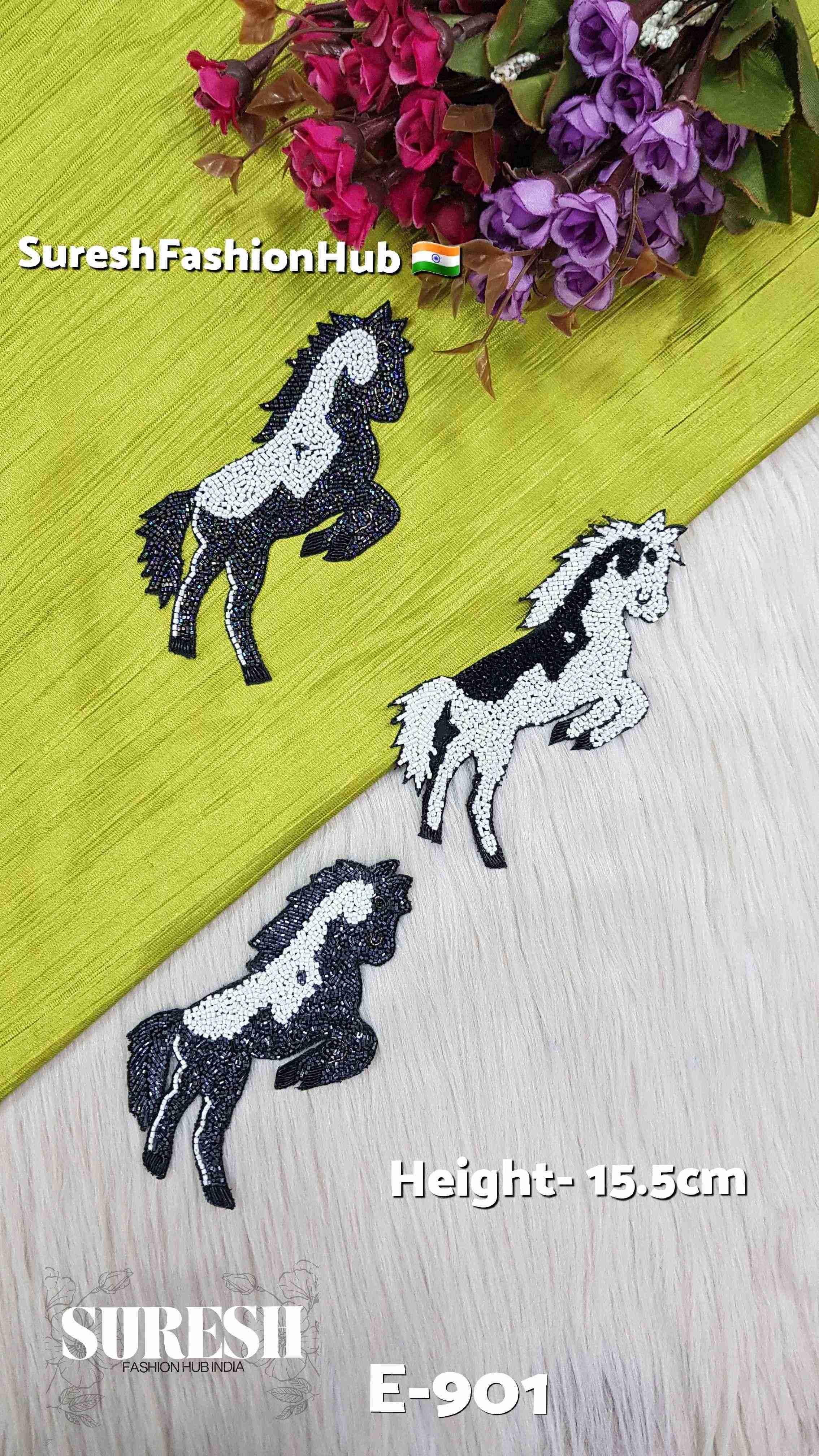 E-901 – Grey & White Jumping Horse Patch (Left Facing)
