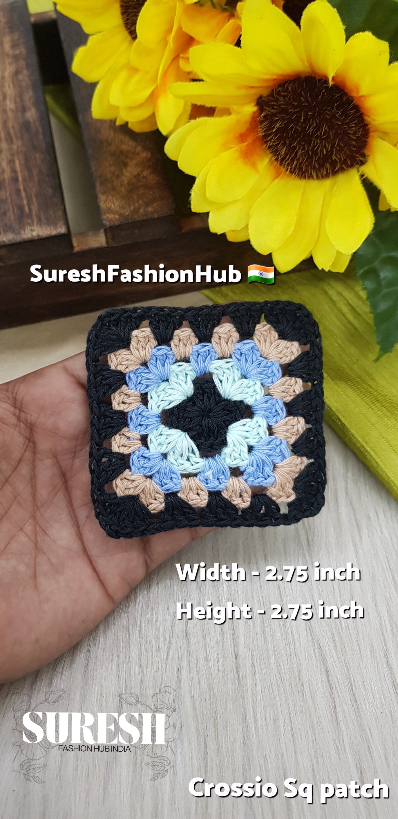 Cr-1 Handmade Crosio Square Patch (Black)