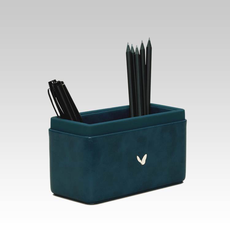 Pen/Pencil Holder | Faux Leather | Rectangular Medium | Moderno | Blue