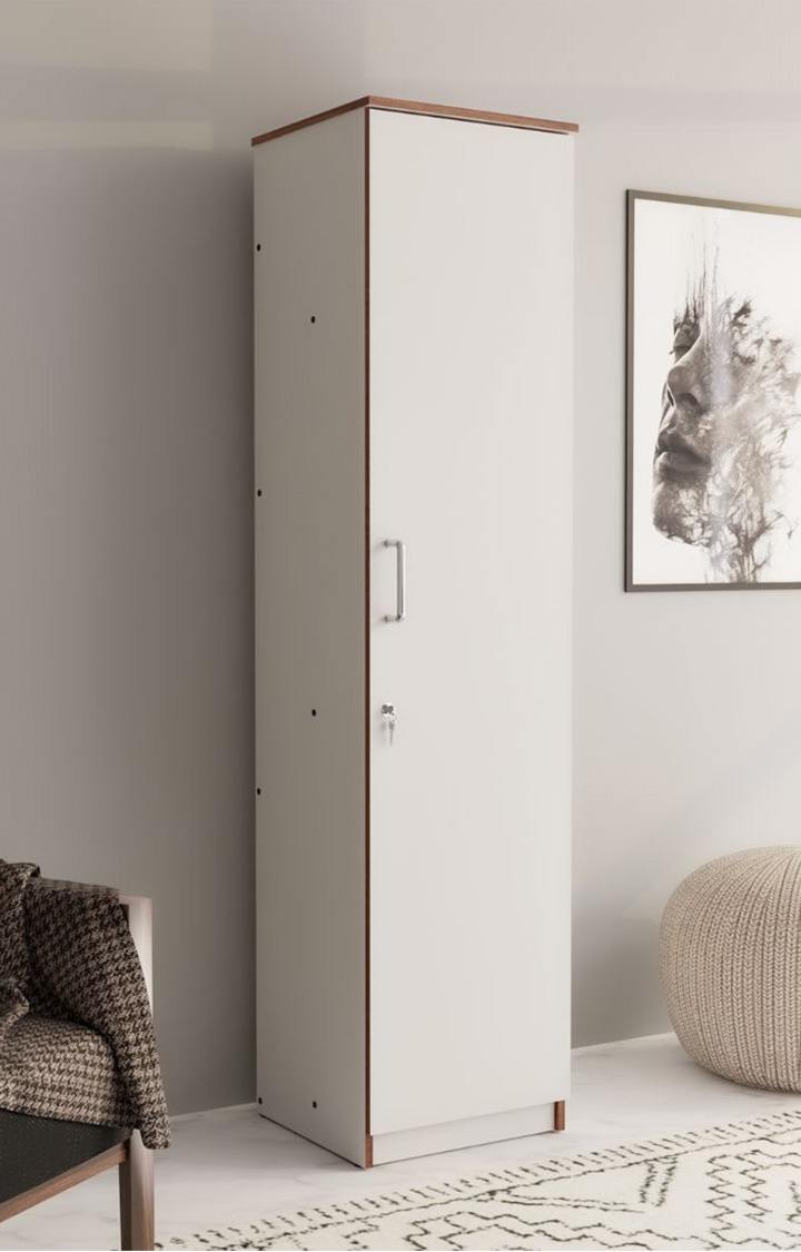 neudot Adona 1 Door Engineered Wood Wardrobe  (Finish Color - Frosty White, Knock Down)