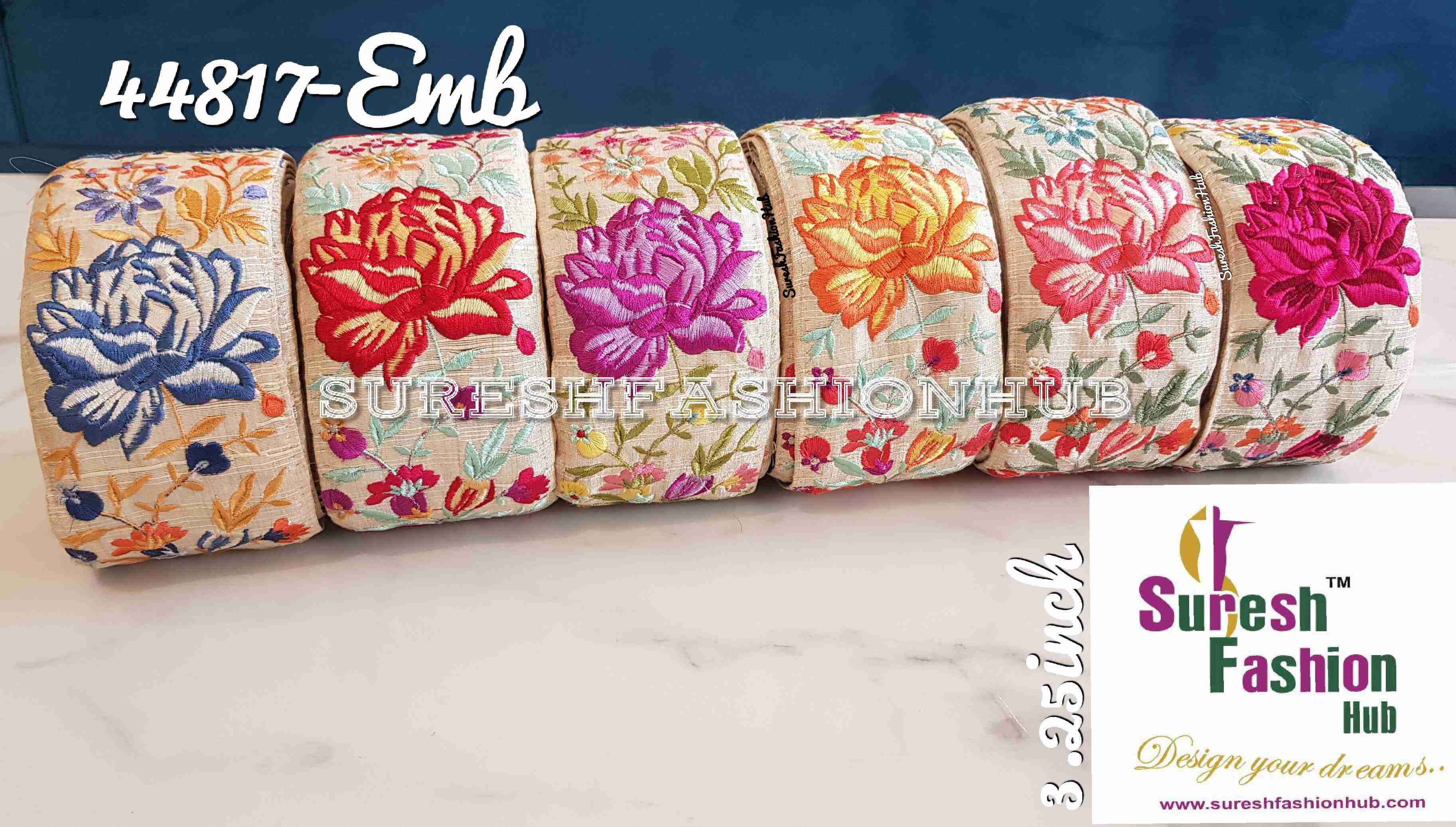 Blue Flower Botanic Threadwork Mirage Designer Trim