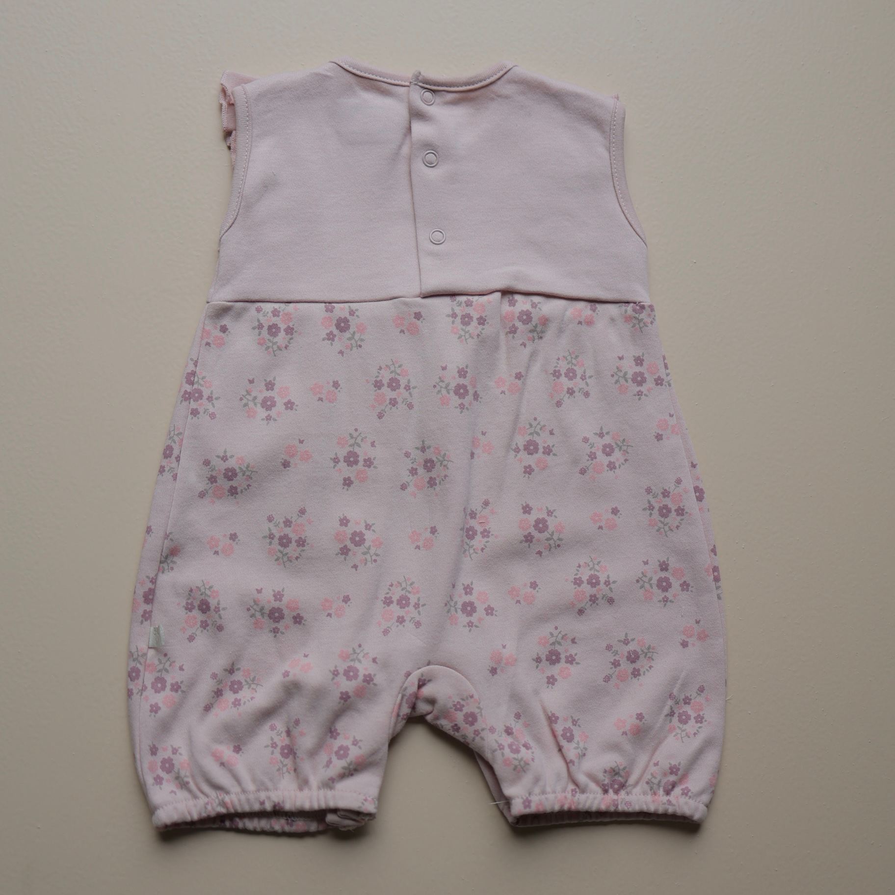 Pink Floral Ruffle Sleeveless Romper
