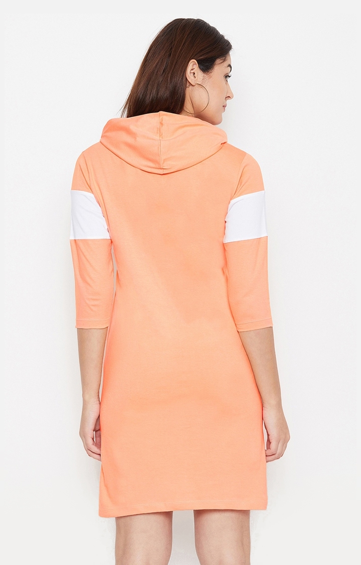 Jhankhi | Jhankhi Women Orange and White Colourblock Shift Dress 4