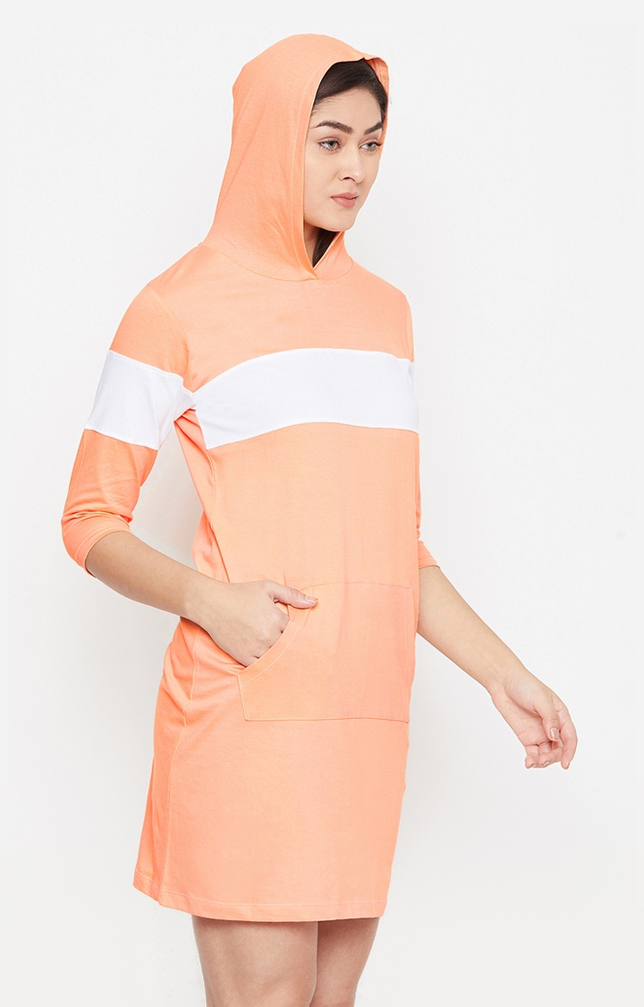 Jhankhi | Jhankhi Women Orange and White Colourblock Shift Dress 3