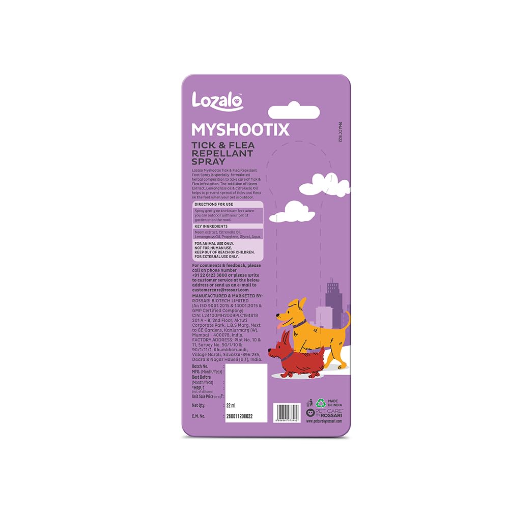Lozalo Myshootix Tick & Flea Repellant Spray, 22 ml