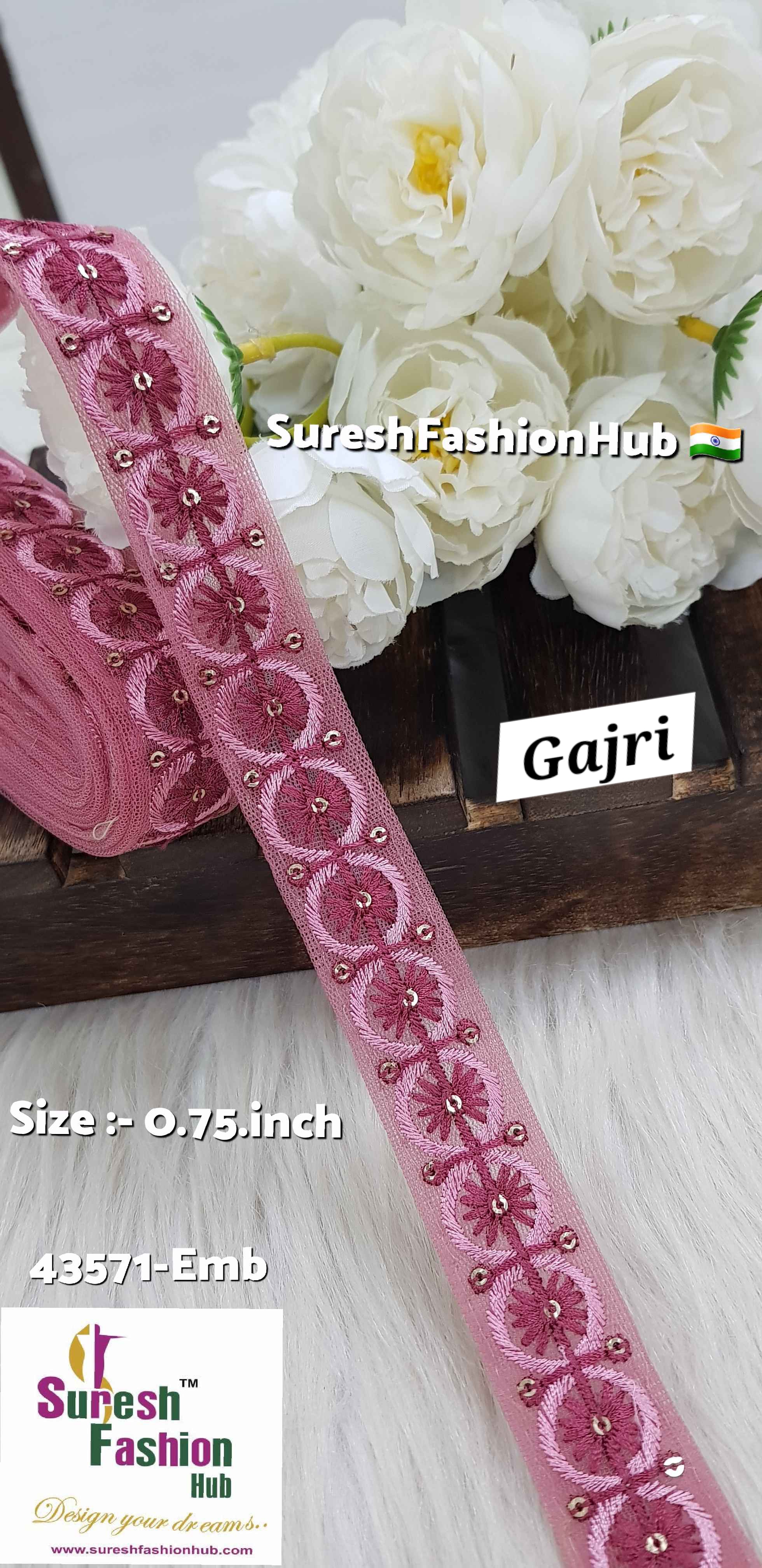 Gajri Color Floral Circles Embroidery Lace